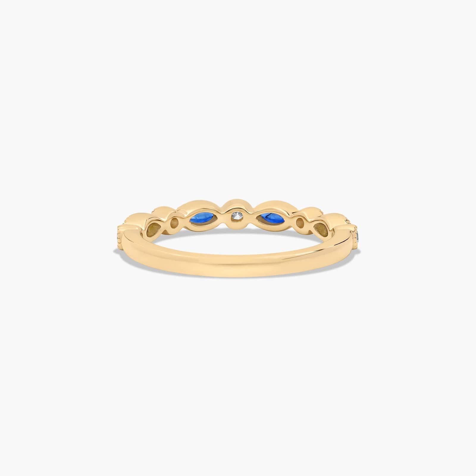 Round Diamond and Marquise Sapphire Wedding Ring In 18K Yellow Gold (1.50mm)