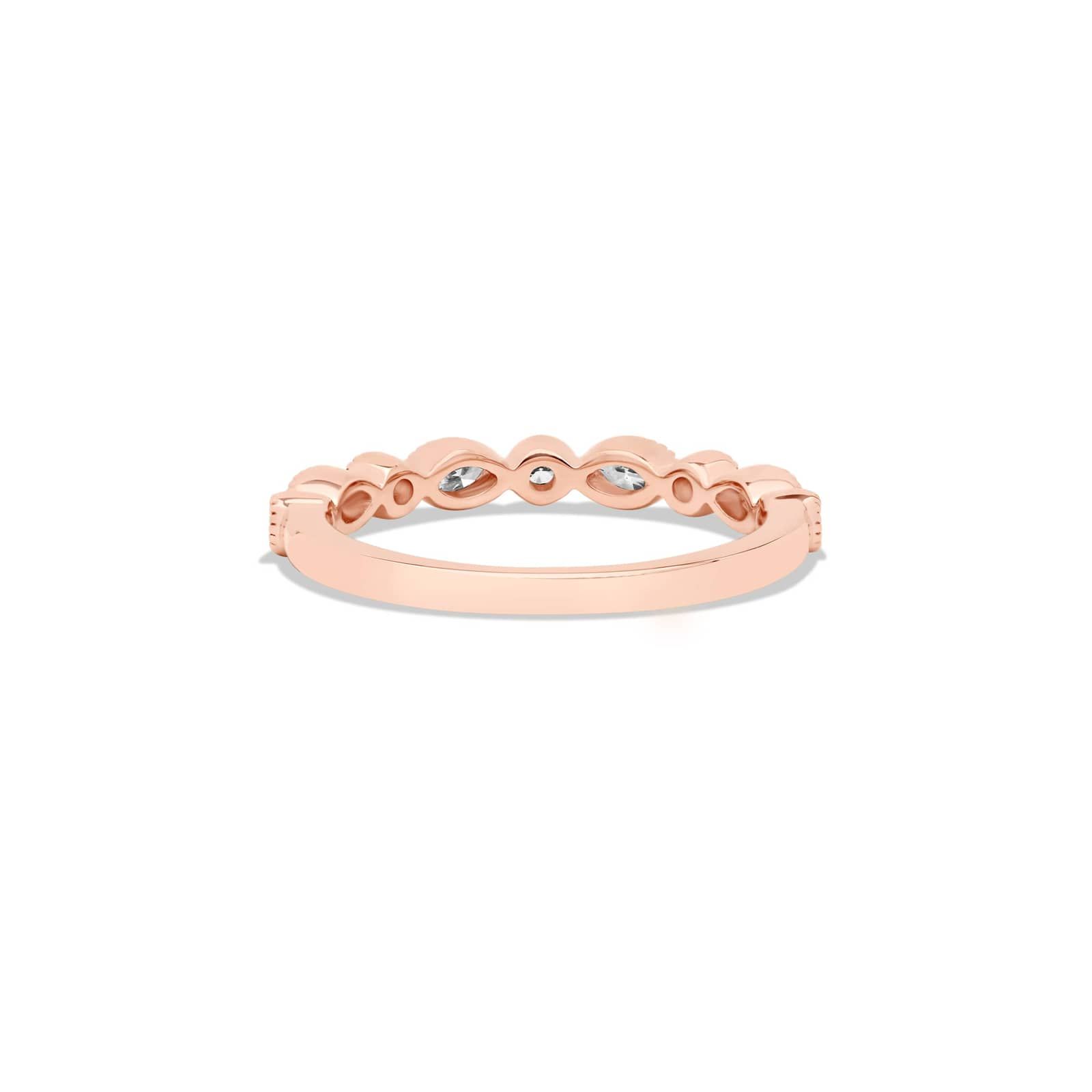 Round and Marquise Diamond Wedding Ring In 14K Rose Gold (1.50mm)