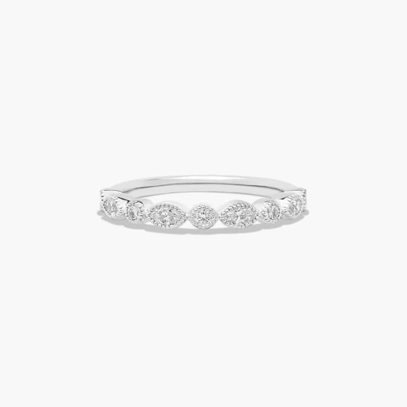 Round and Marquise Diamond Wedding Ring In Platinum (1.50mm)