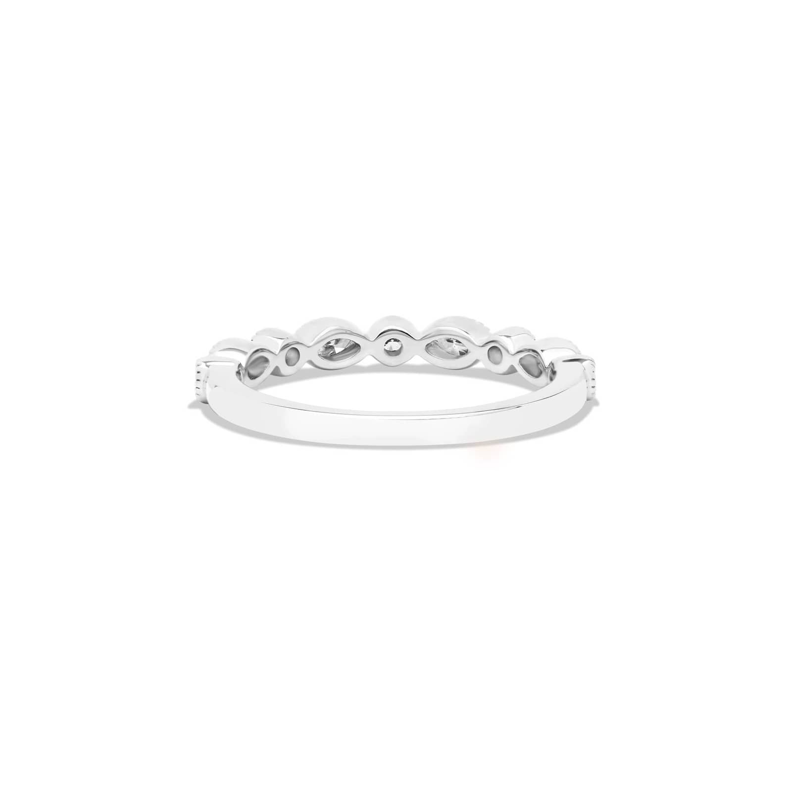 Round and Marquise Diamond Wedding Ring In 14K White Gold (1.50mm)