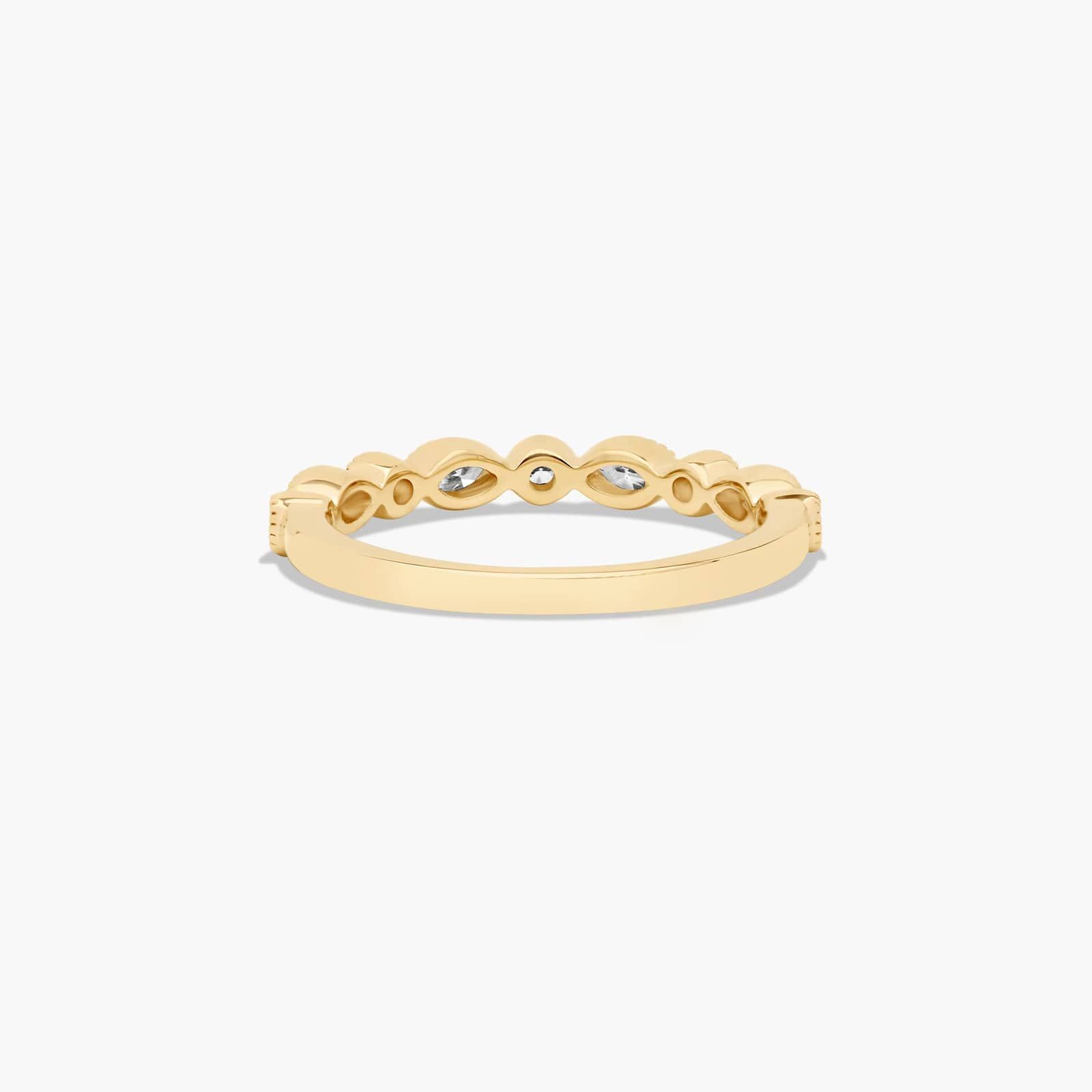 Round and Marquise Diamond Wedding Ring In 14K Yellow Gold (1.50mm)