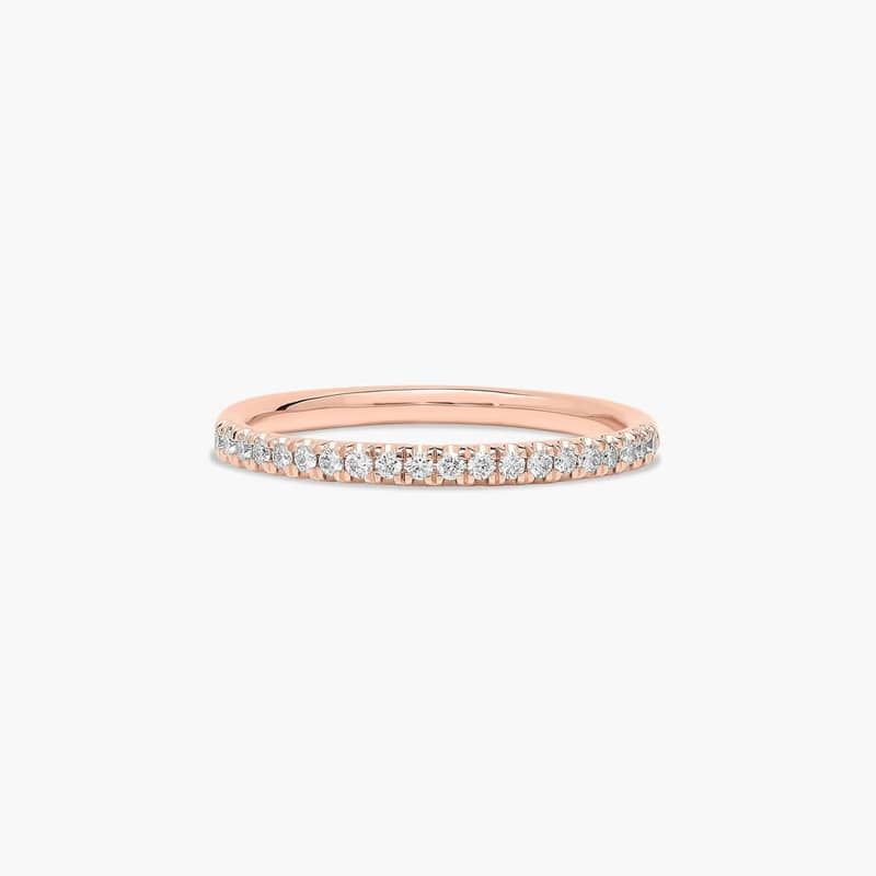 Falling Edge Pavé Diamond Wedding Ring In 14K Rose Gold (1.50mm)