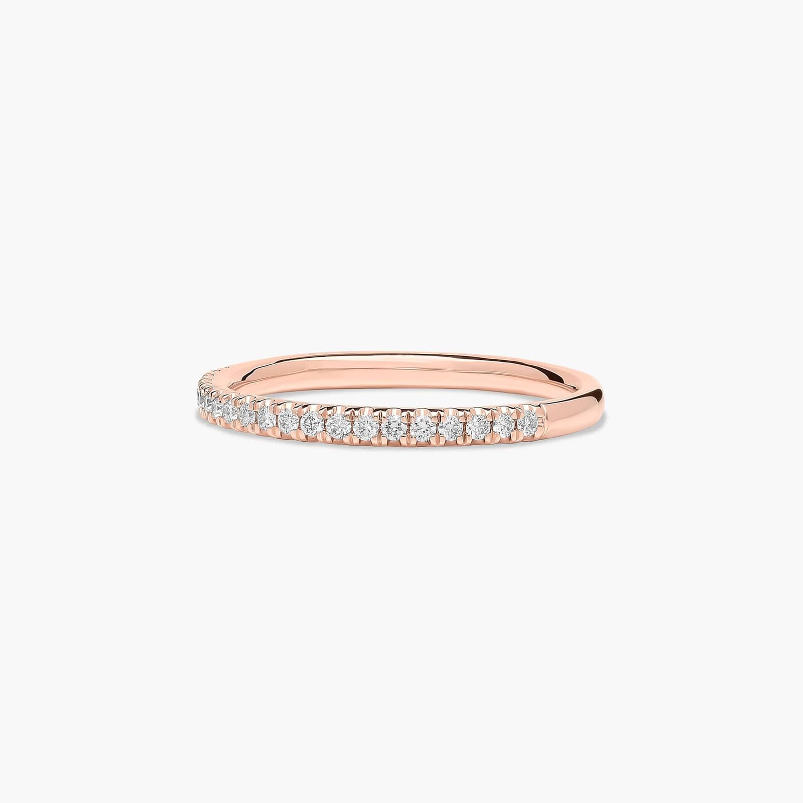Falling Edge Pavé Diamond Wedding Ring In 14K Rose Gold (1.50mm)