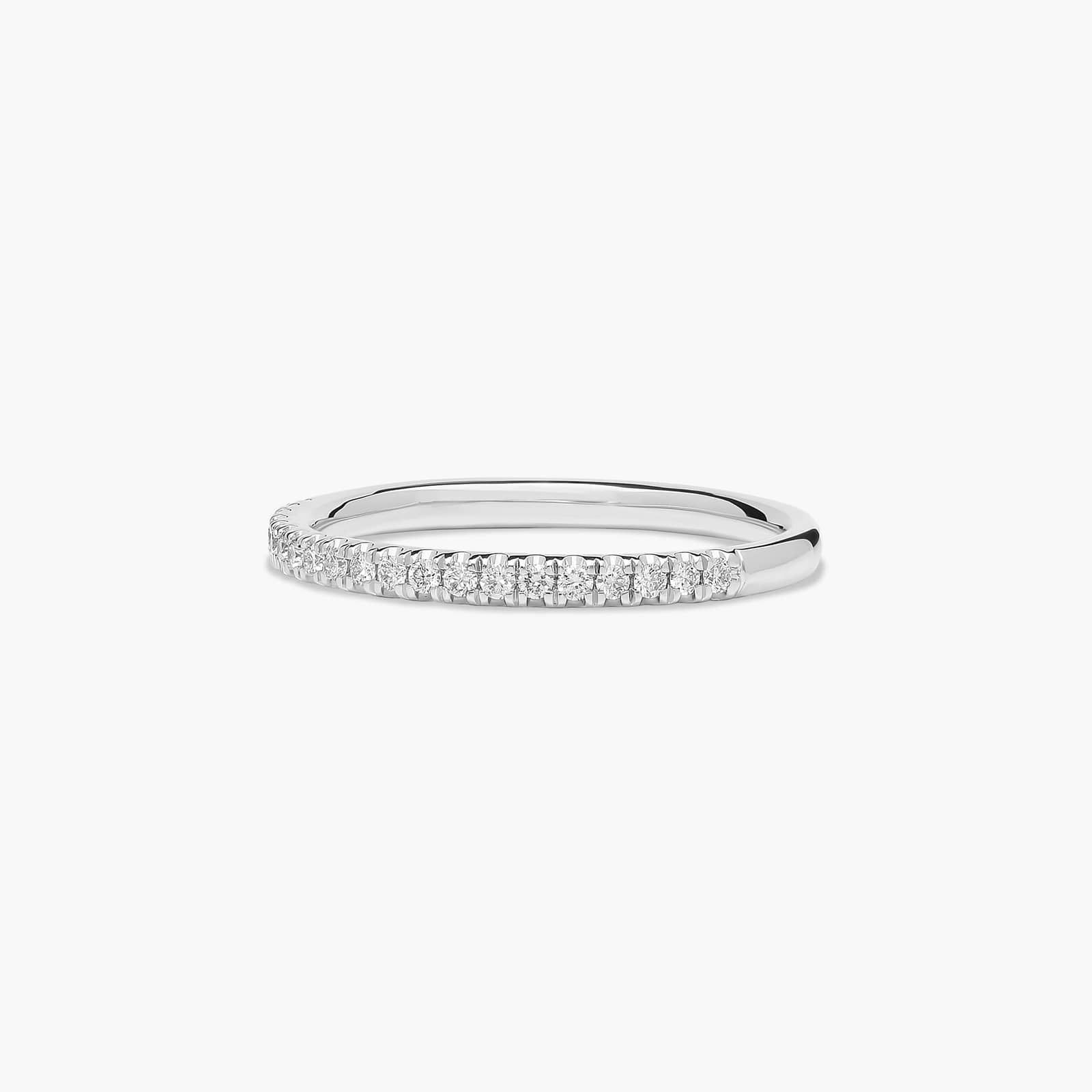 Falling Edge Pavé Diamond Wedding Ring In 14K White Gold (1.50mm)