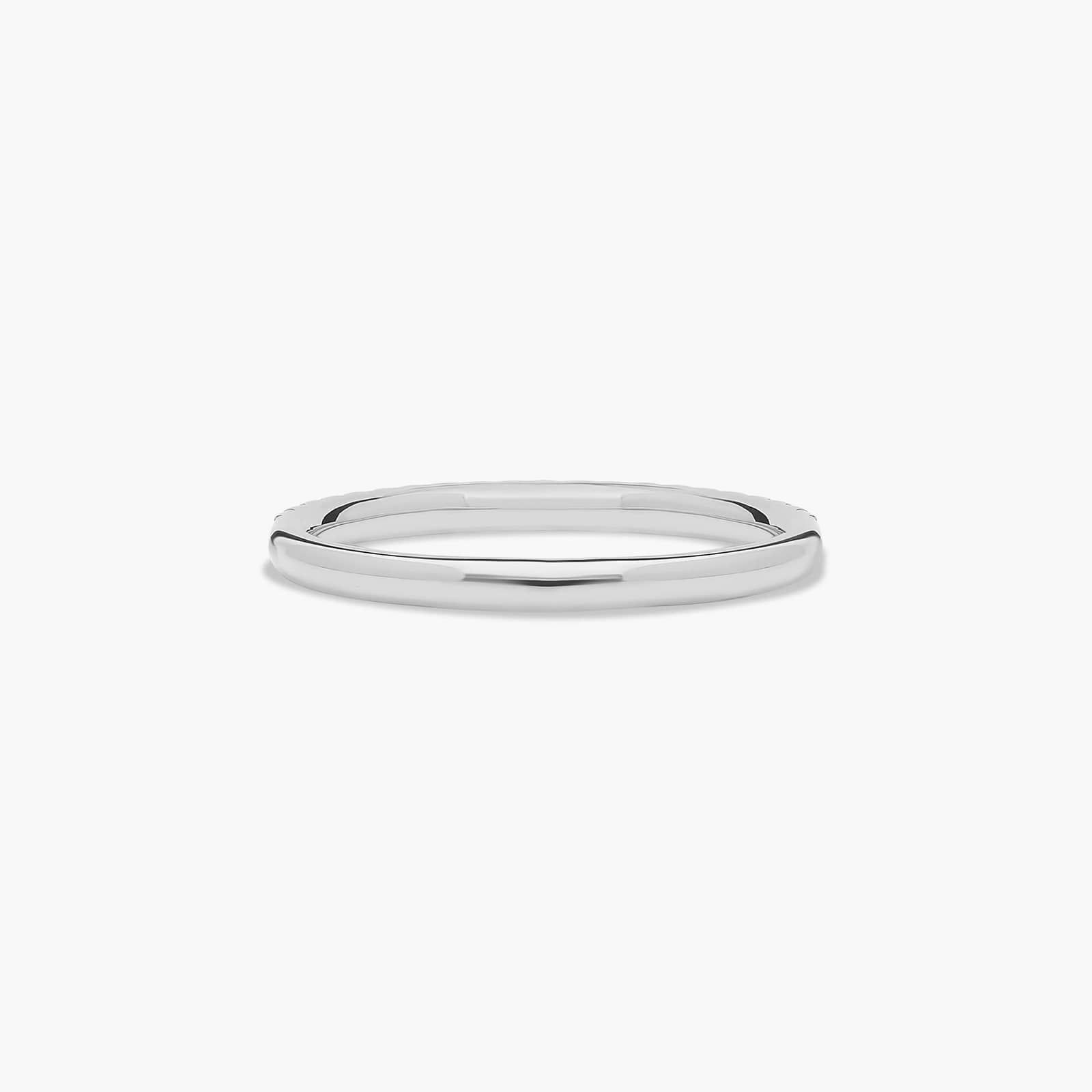 Falling Edge Pavé Diamond Wedding Ring In 14K White Gold (1.50mm)