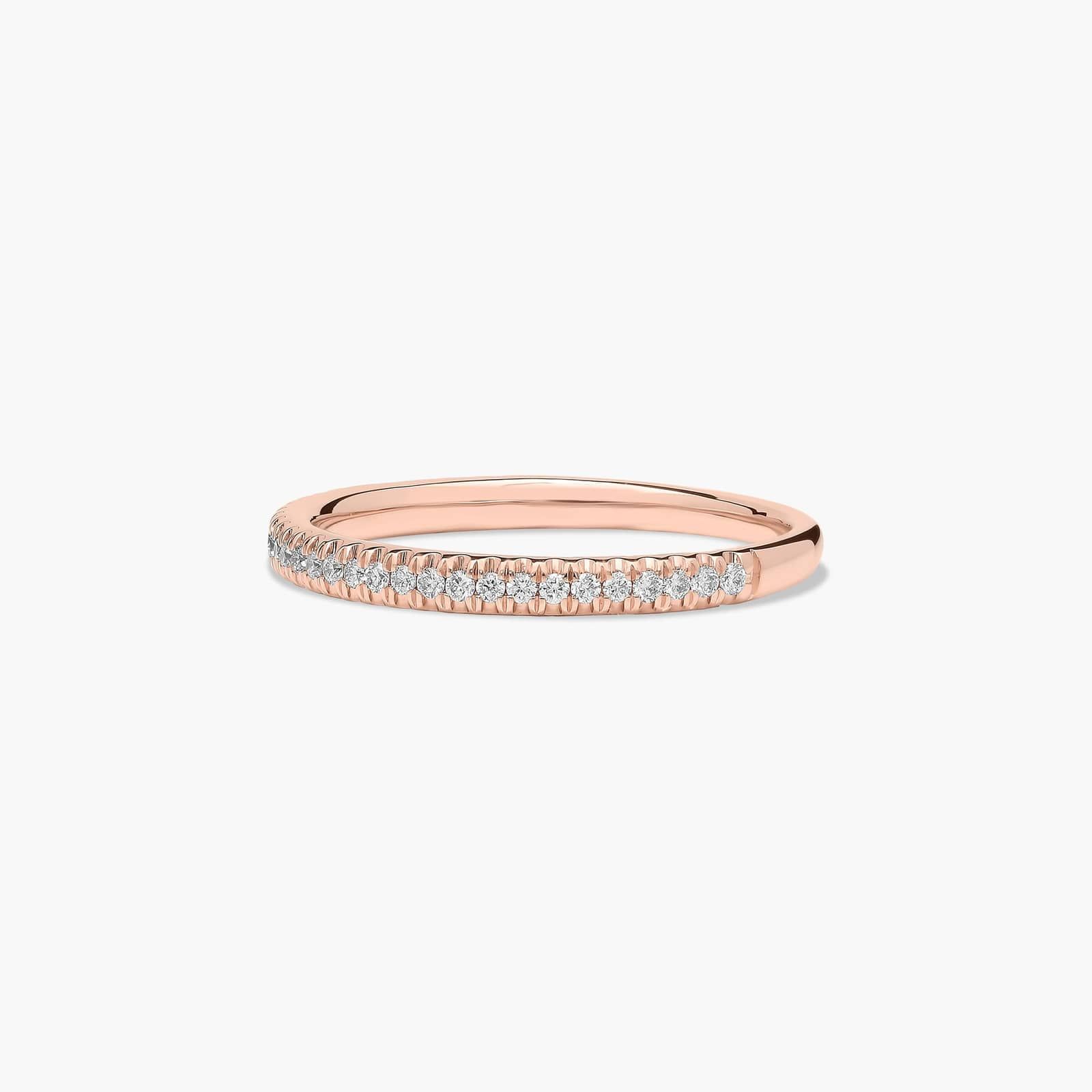 Cross Over Diamond Wedding Ring In 14K Rose Gold (1.50mm)