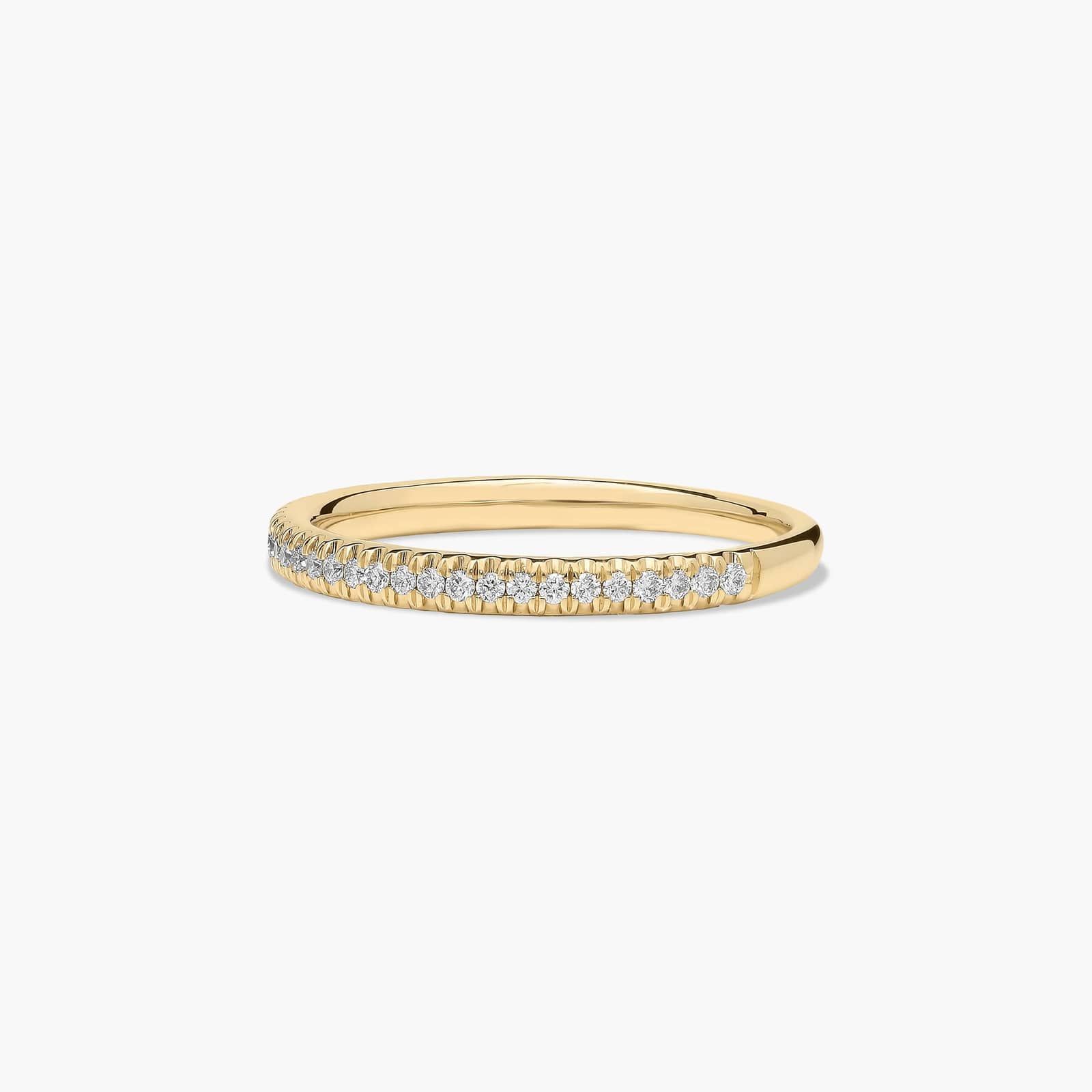 Cross Over Diamond Wedding Ring In 14K Yellow Gold (1.50mm)