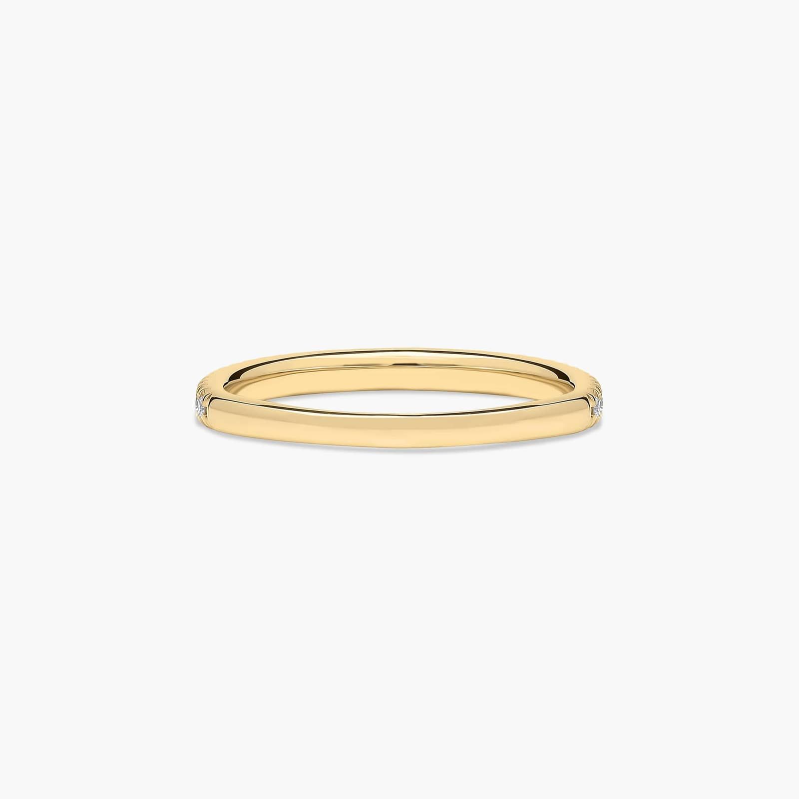Cross Over Diamond Wedding Ring In 14K Yellow Gold (1.50mm)
