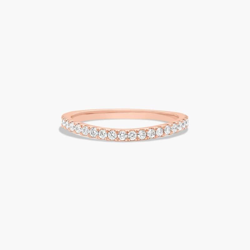 Slightly Curved Wedding Ring With Round Diamonds In 14K Rose Gold (1.50mm)