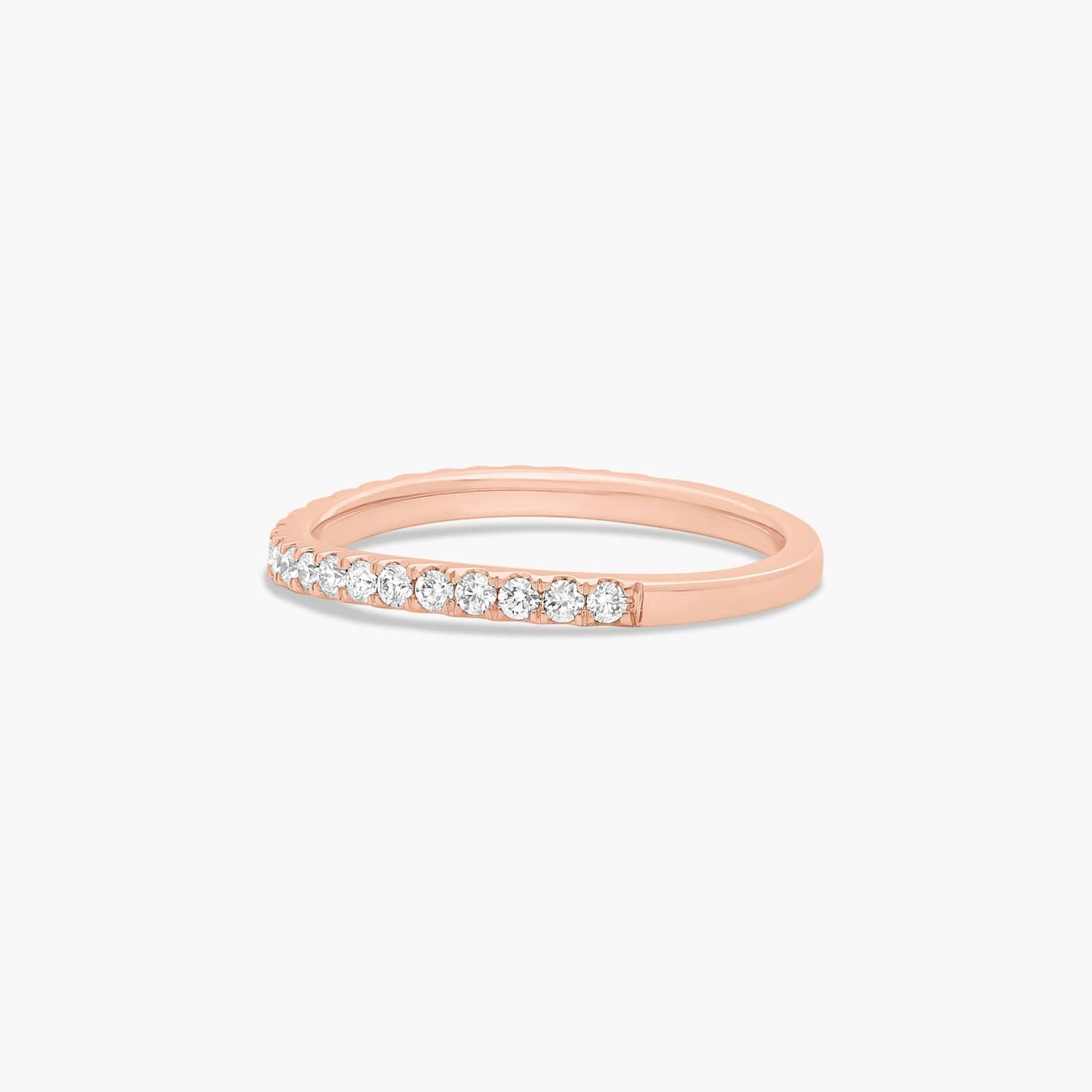 Slightly Curved Wedding Ring With Round Diamonds In 14K Rose Gold (1.50mm)