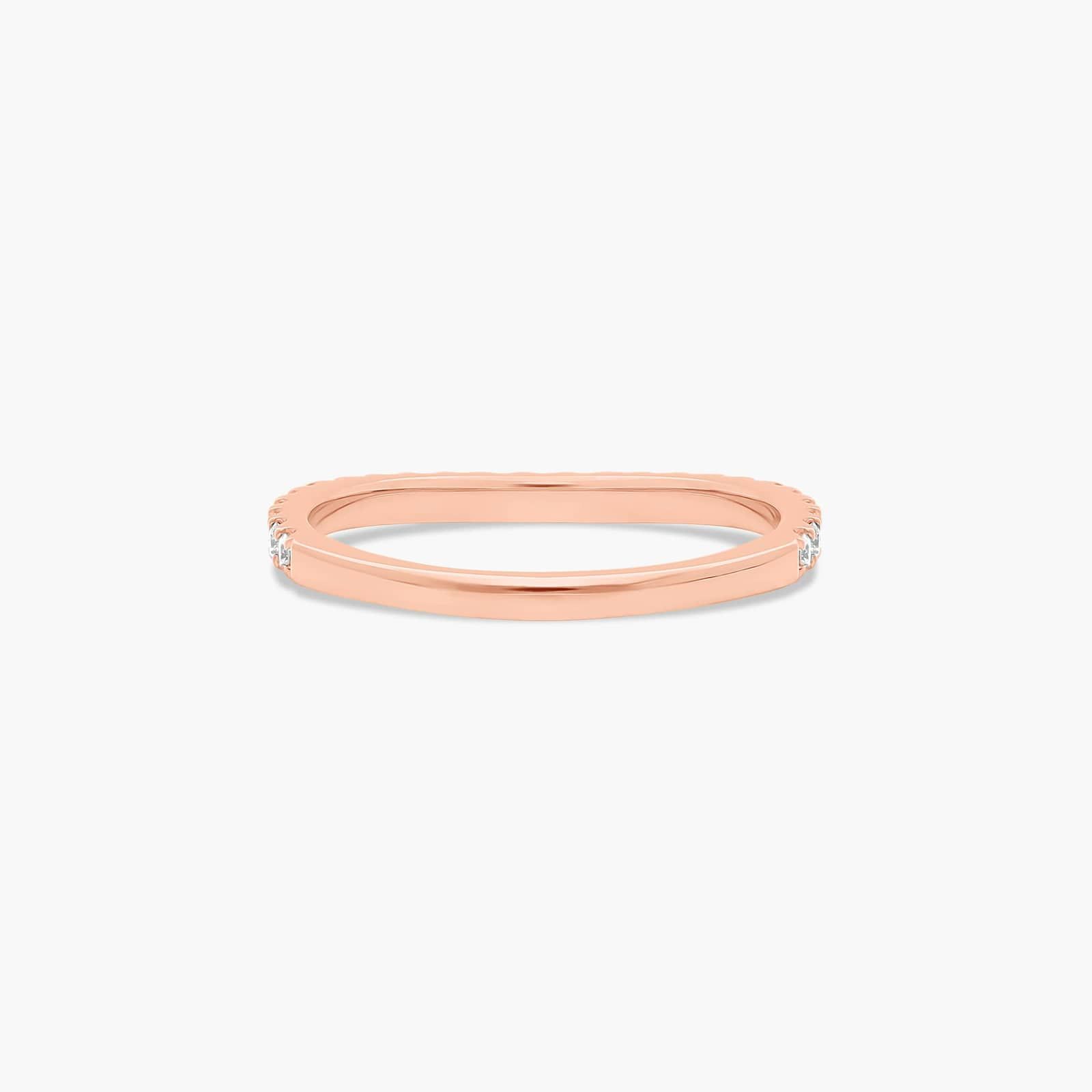 Slightly Curved Wedding Ring With Round Diamonds In 14K Rose Gold (1.50mm)