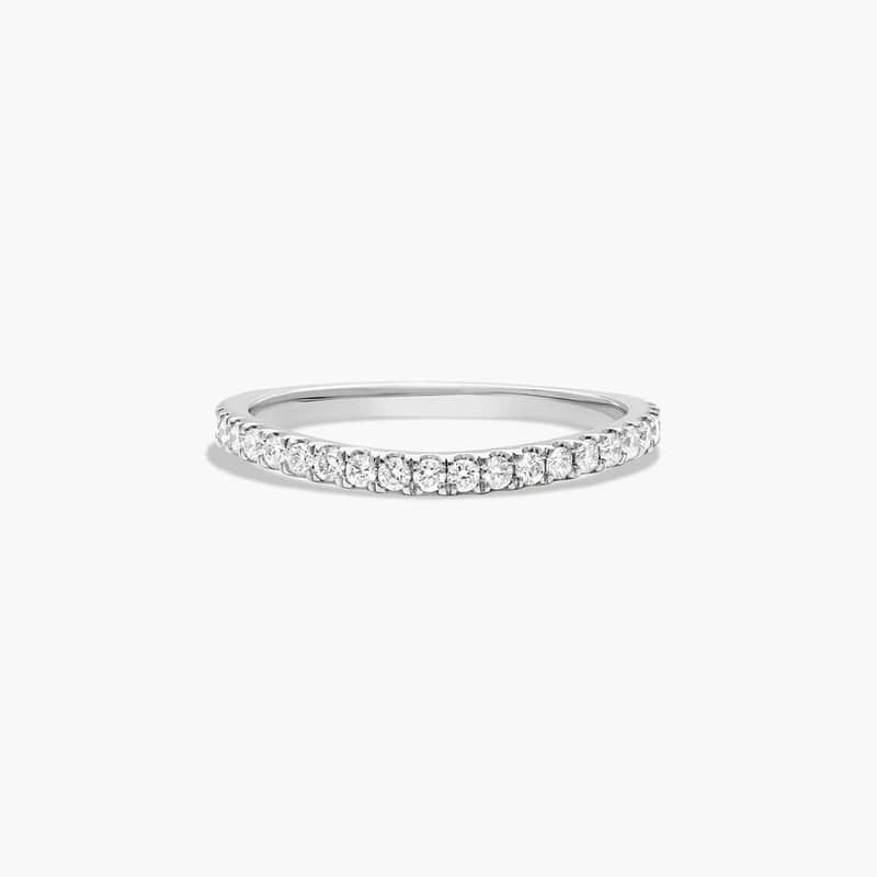 Slightly Curved Wedding Ring With Round Diamonds In Platinum (1.50mm)