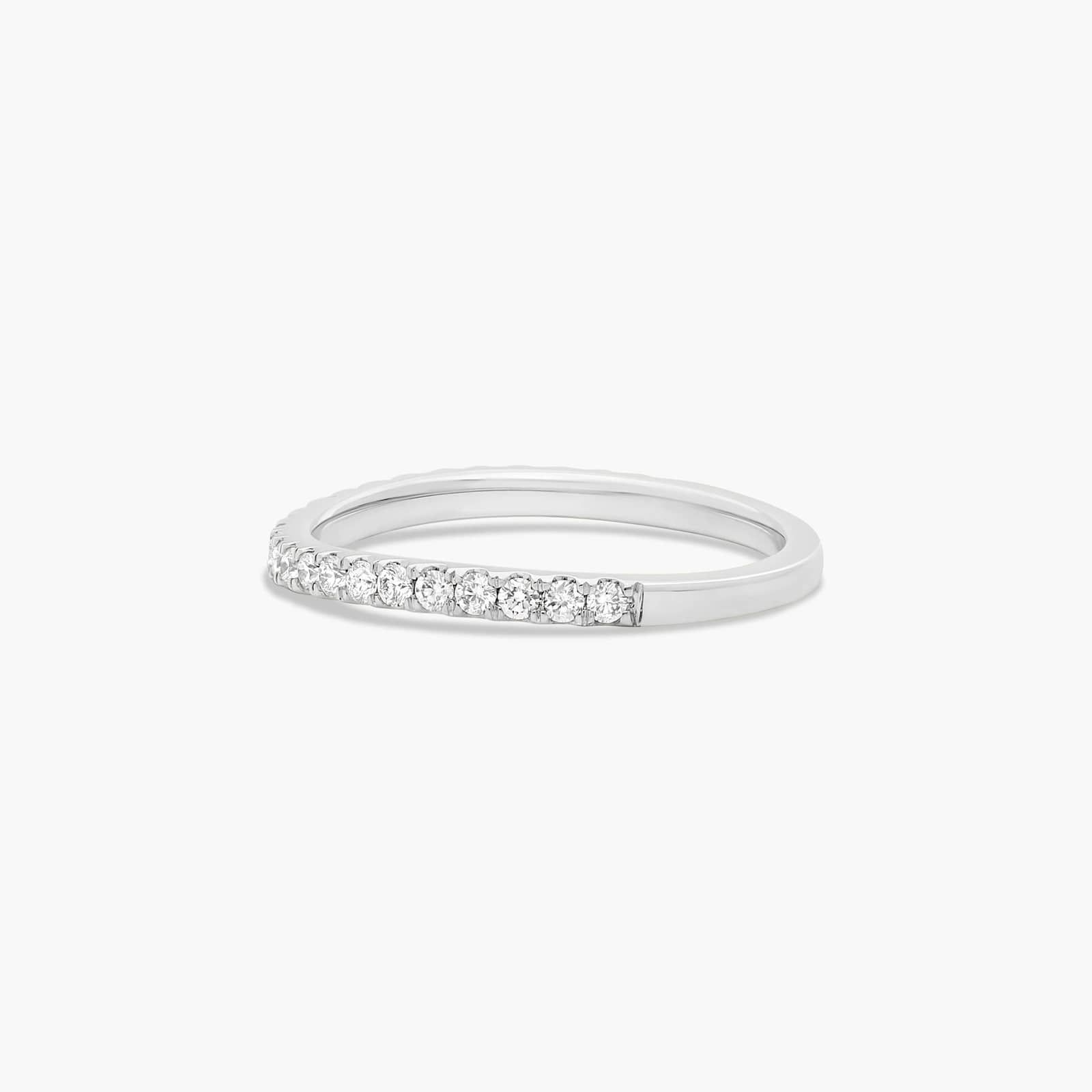 Slightly Curved Wedding Ring With Round Diamonds In 14K White Gold (1.50mm)