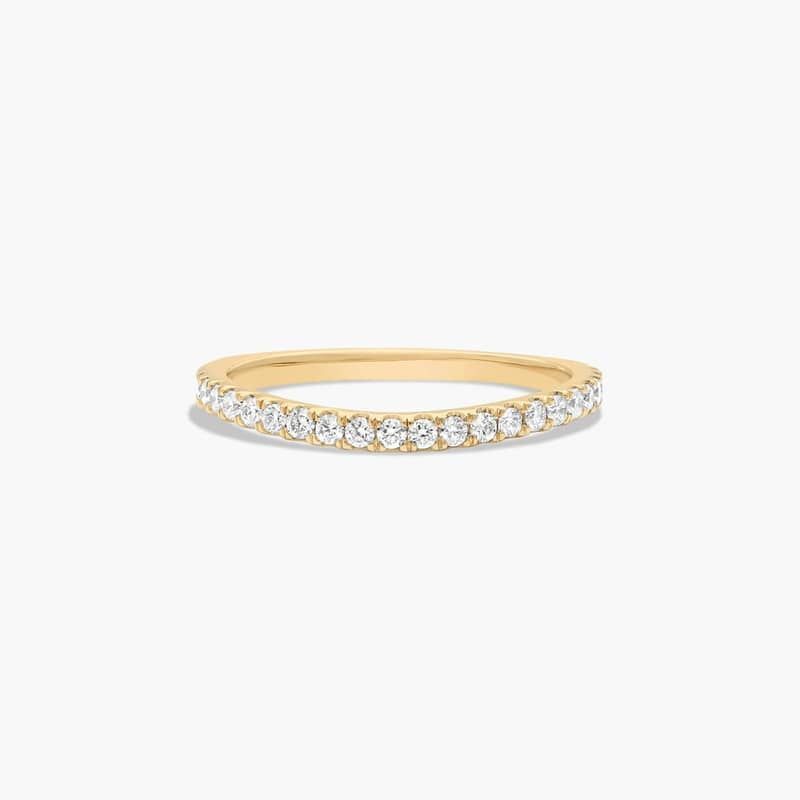 Slightly Curved Wedding Ring With Round Diamonds In 14K Yellow Gold (1.50mm)