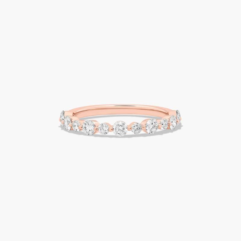 Shared Prong Alternating Diamond Wedding Ring In 14K Rose Gold (2.00mm)