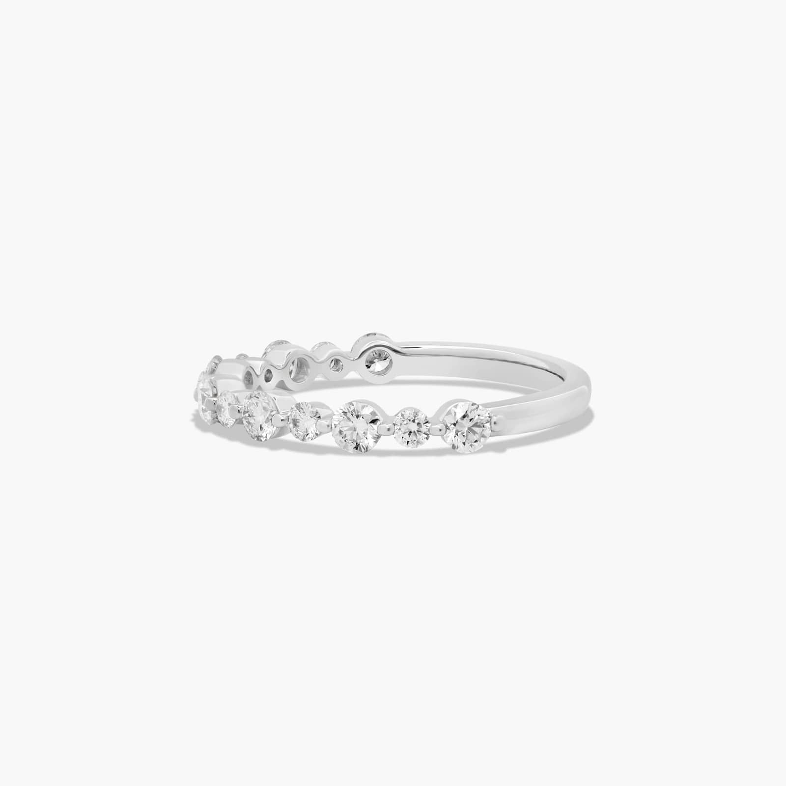 Shared Prong Alternating Diamond Wedding Ring In 14K White Gold (2.00mm)
