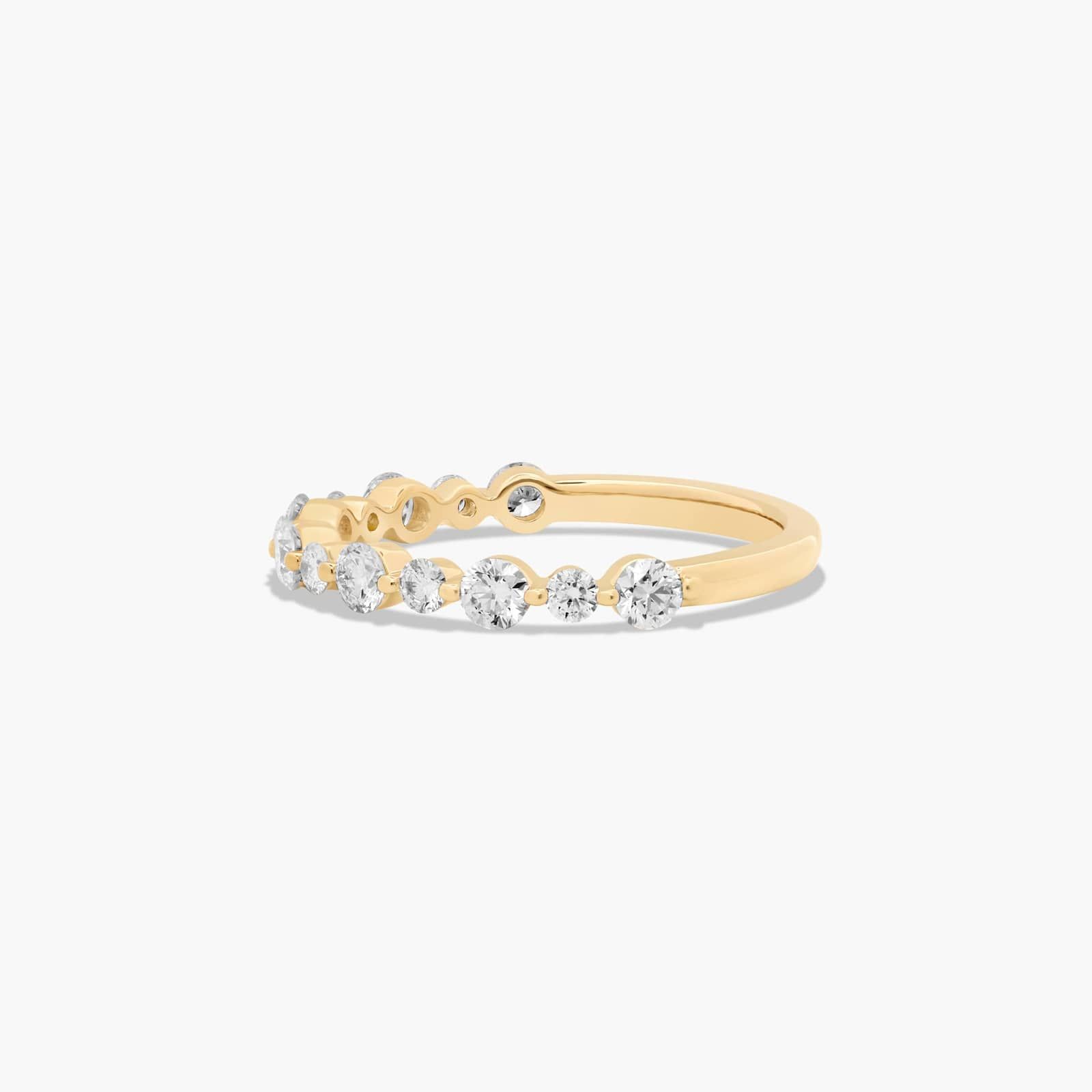 Shared Prong Alternating Diamond Wedding Ring In 14K Yellow Gold (2.00mm)