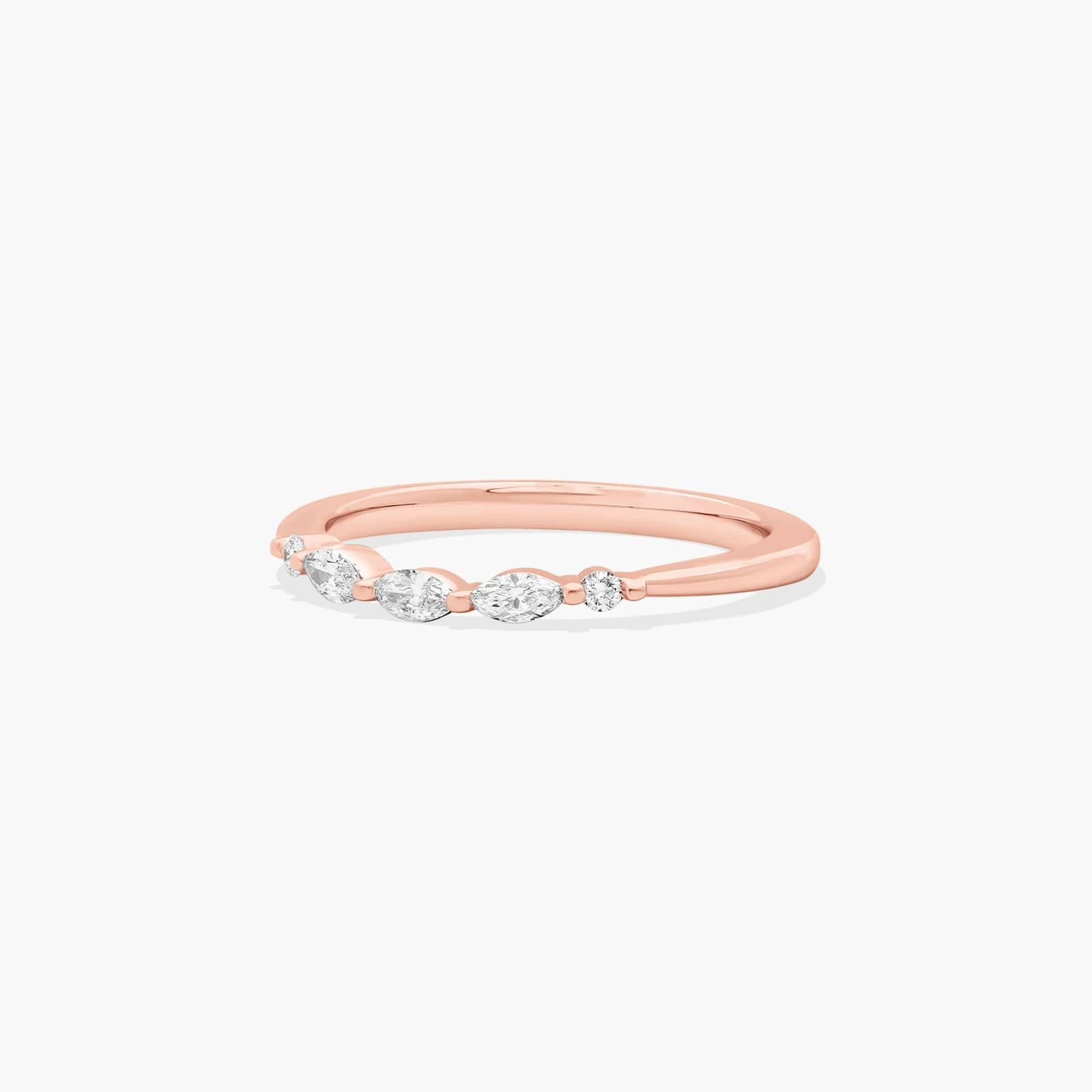 Trailing Diamond Wedding Ring In 14K Rose Gold (2.00mm)