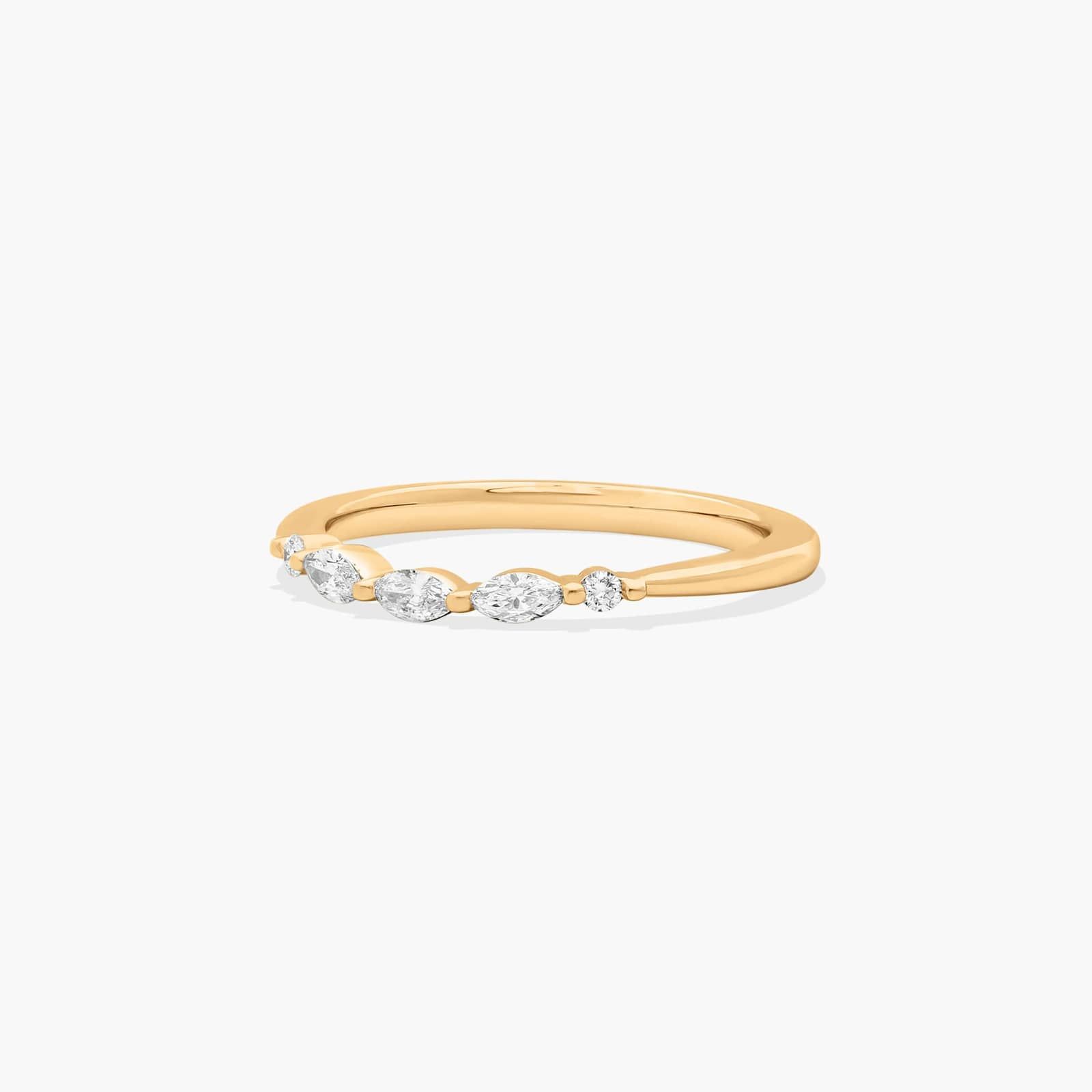 Trailing Diamond Wedding Ring In 14K Yellow Gold (2.00mm)