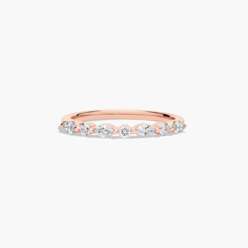 Marquise and Round Alternating Diamond Wedding Ring In 14K Rose Gold (2.00mm)