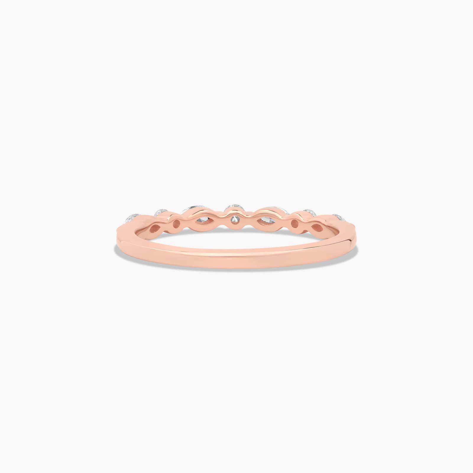 Marquise and Round Alternating Diamond Wedding Ring In 14K Rose Gold (2.00mm)