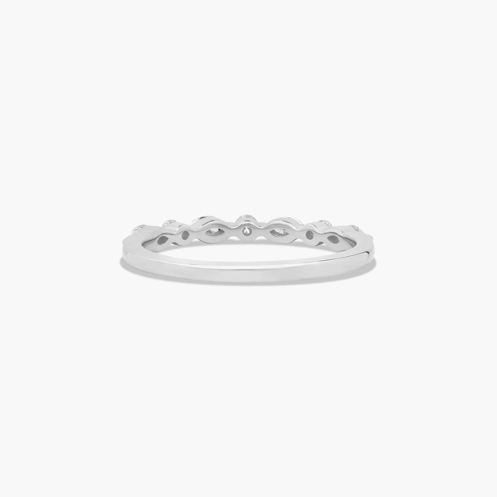 Marquise and Round Alternating Diamond Wedding Ring In 14K White Gold (2.00mm)