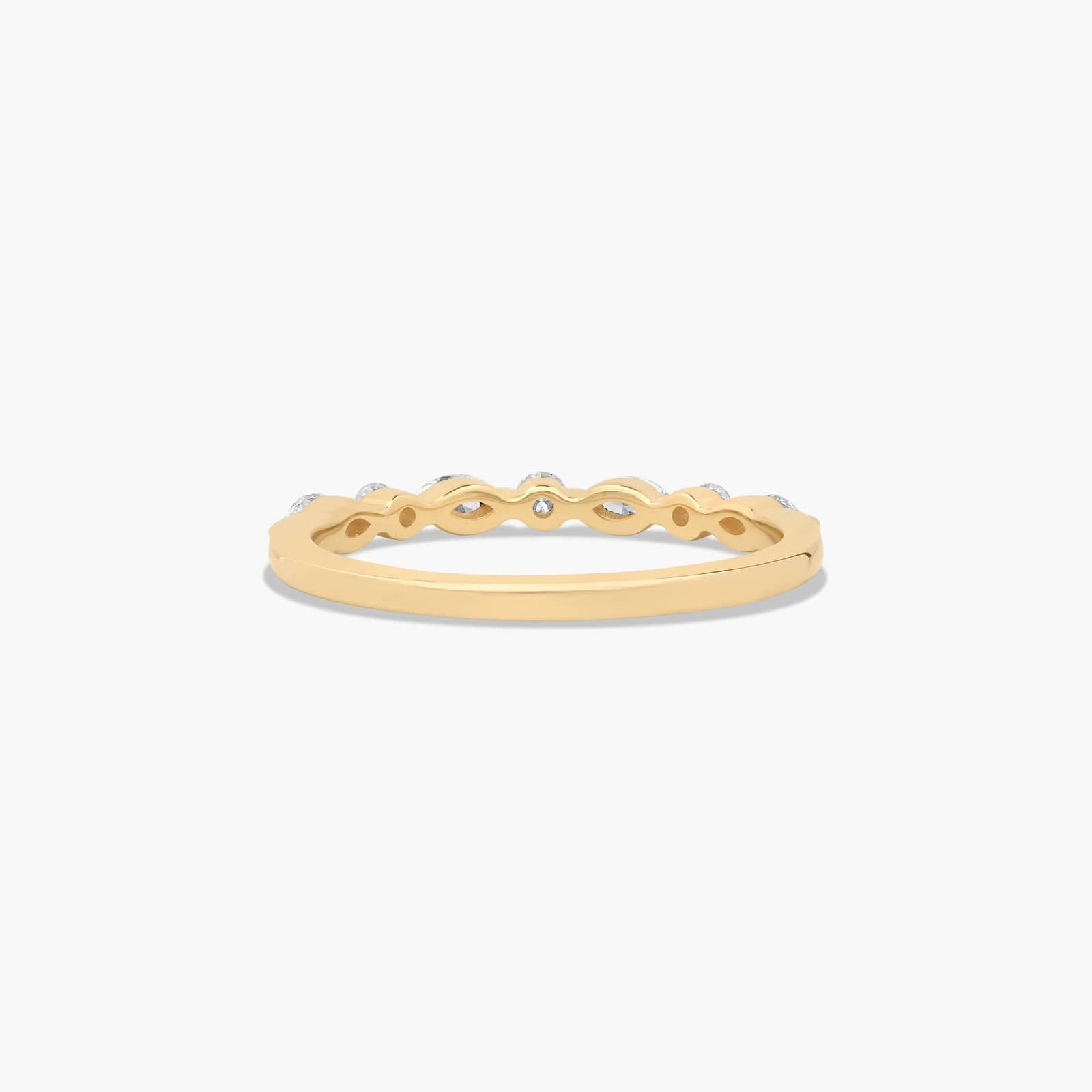 Marquise and Round Alternating Diamond Wedding Ring In 14K Yellow Gold (2.00mm)