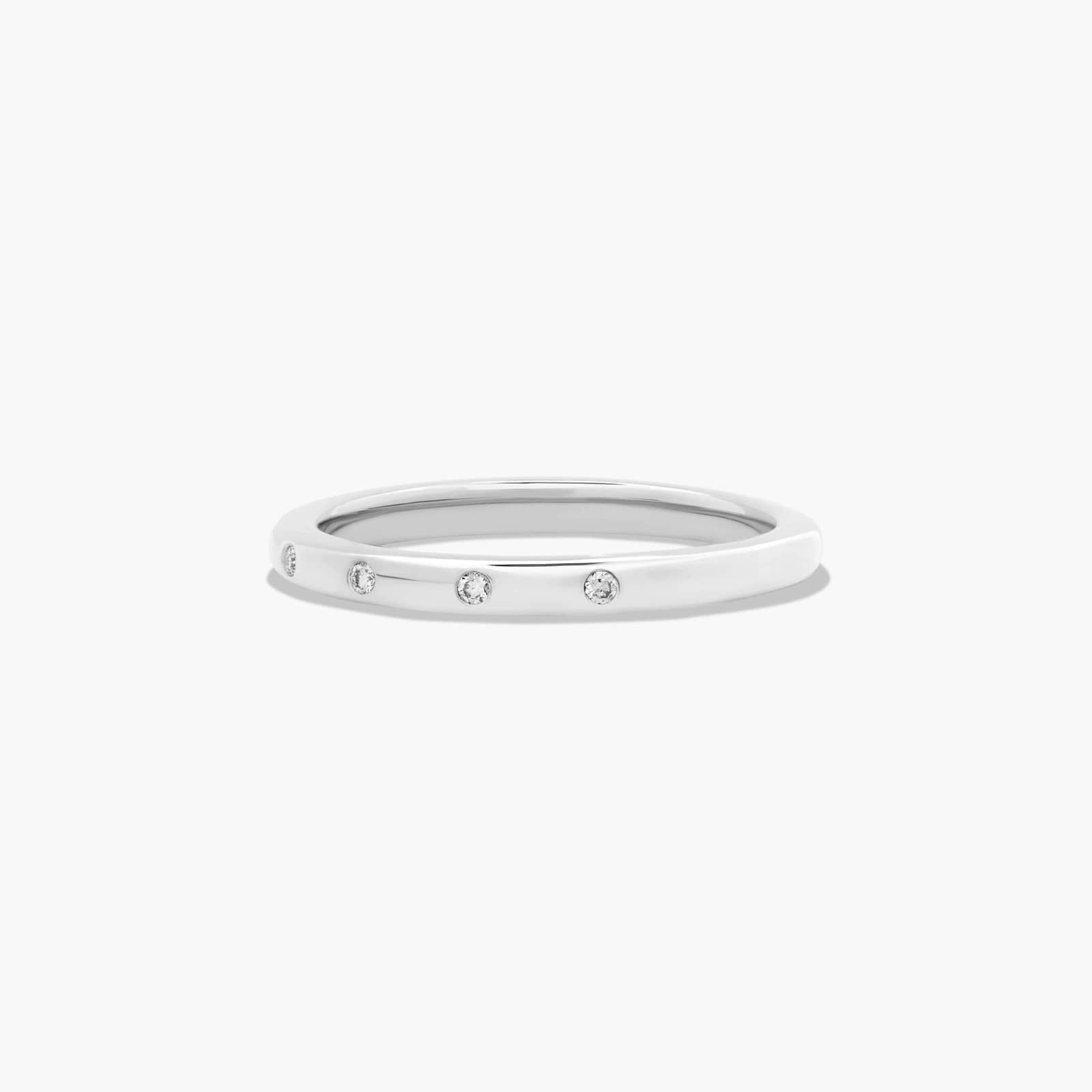 Sleek Accent Diamond Wedding Ring In 14K White Gold (2.00mm)
