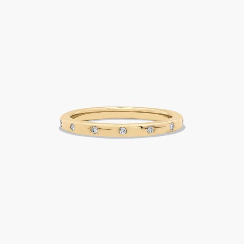 Sleek Accent Diamond Wedding Ring In 14K Yellow Gold (2.00mm)