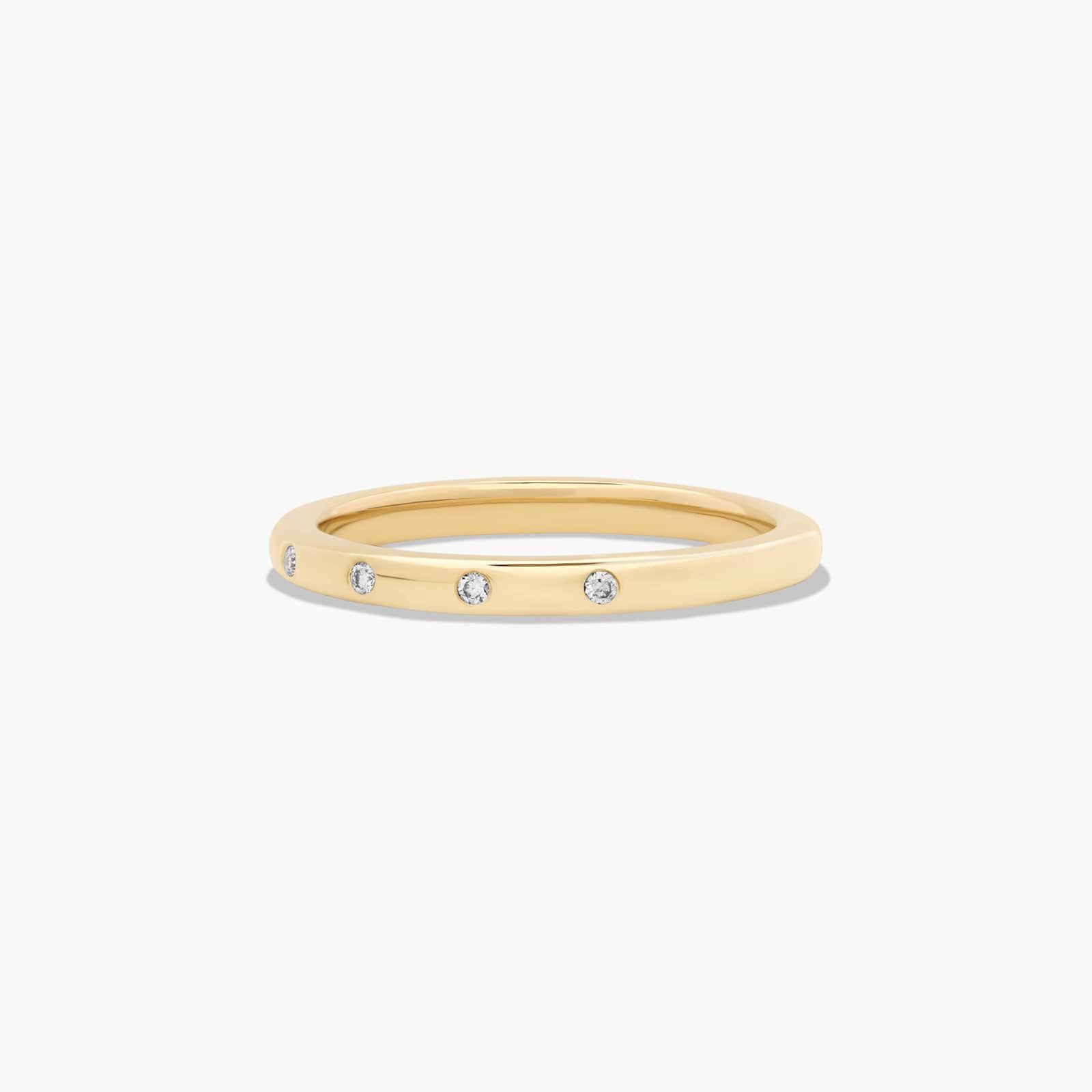 Sleek Accent Diamond Wedding Ring In 14K Yellow Gold (2.00mm)