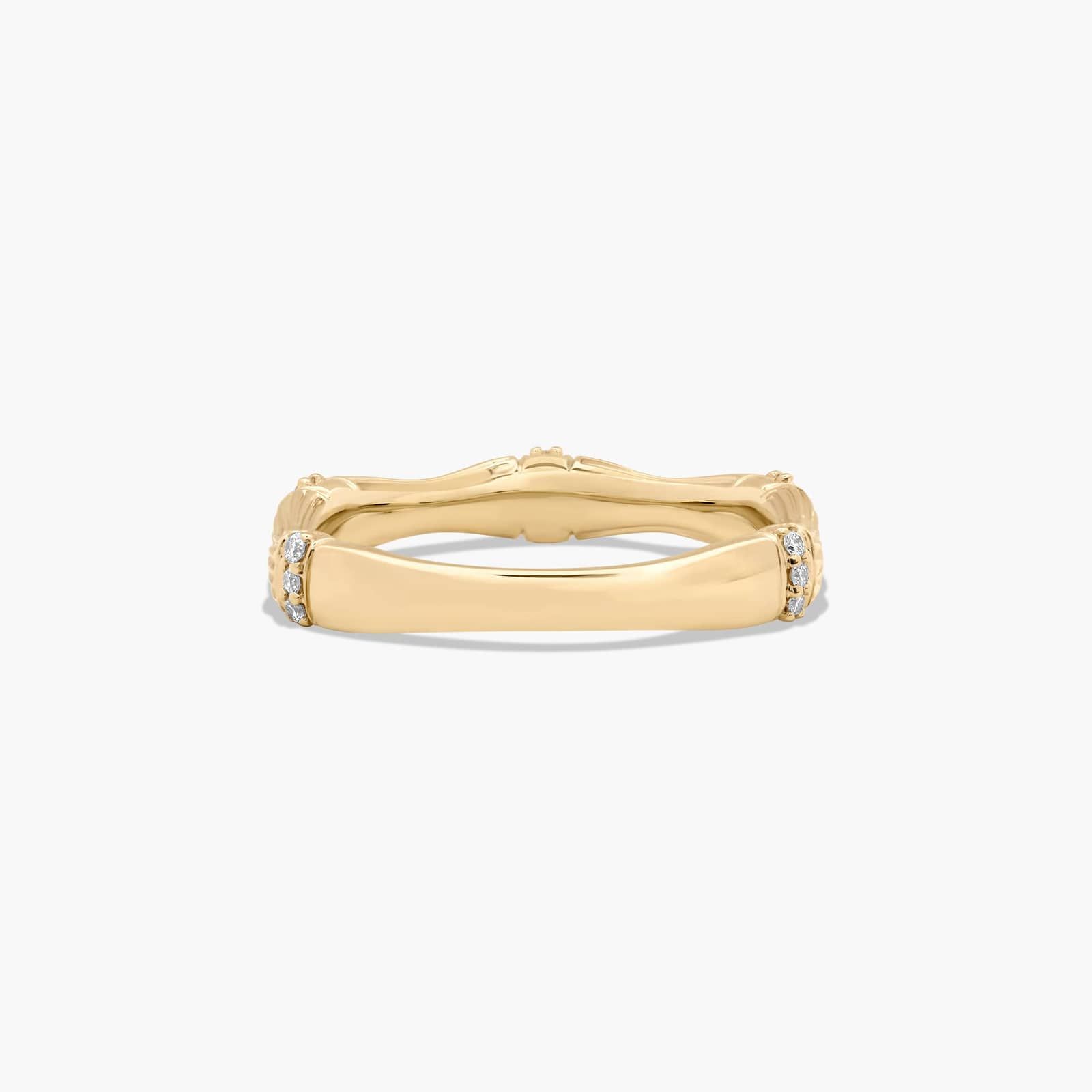 18K Yellow Gold Organic Bamboo Accent Diamond Ring