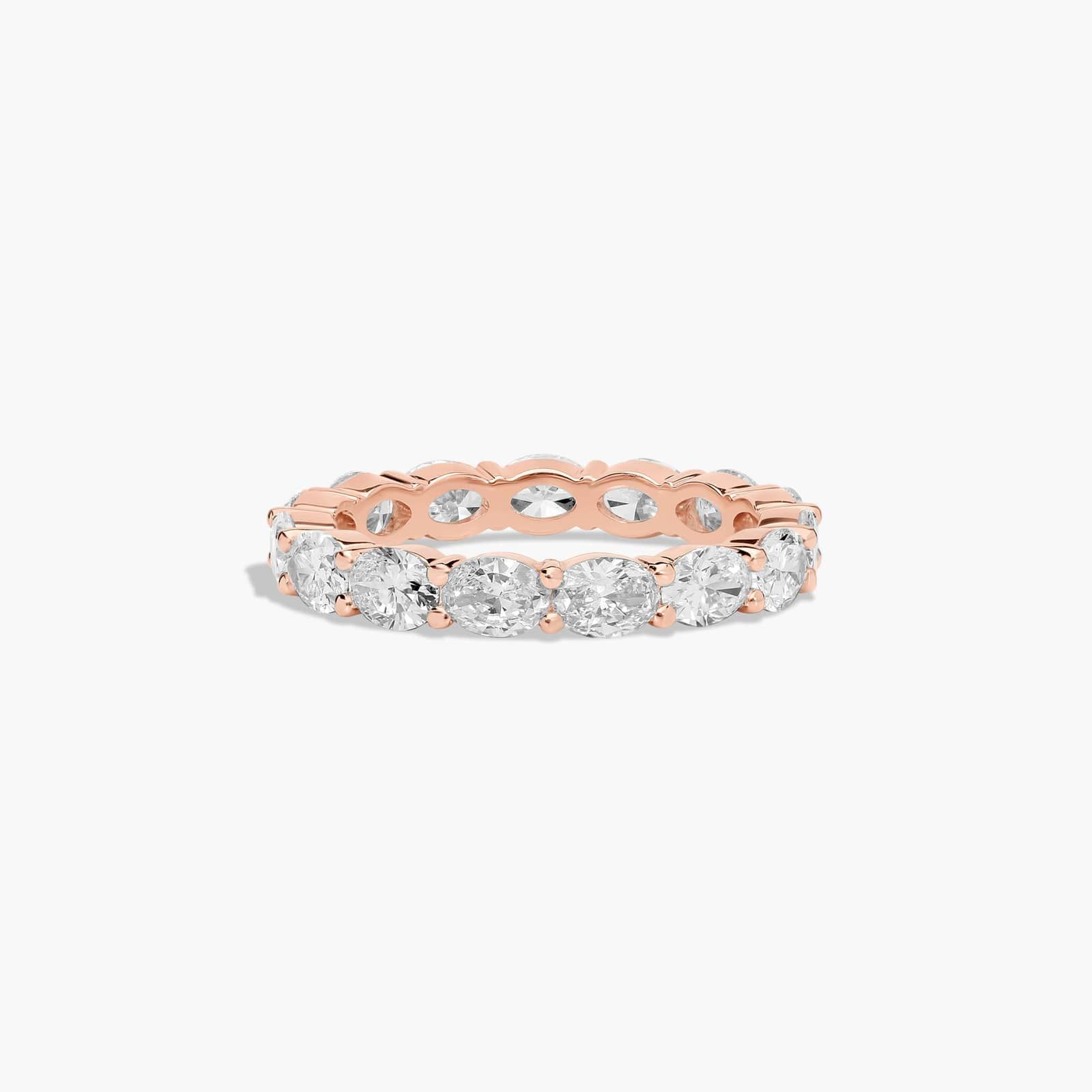 East West Eternity Ring With Oval Cut Diamonds In 14K Rose Gold (2.00mm)