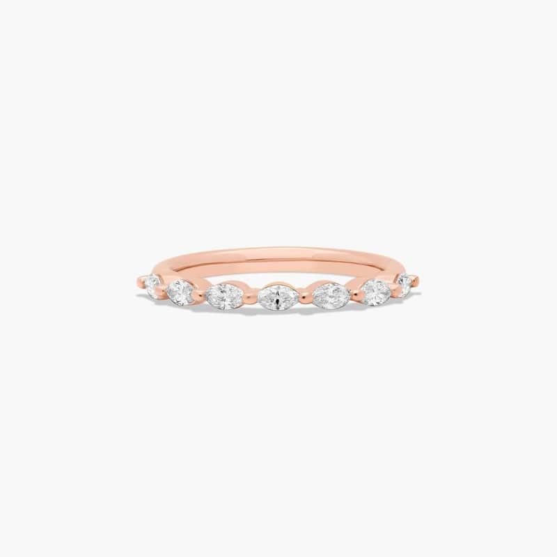 Shared Prong Wedding Ring With Marquise Cut Diamonds In 14K Rose Gold (2.00mm)