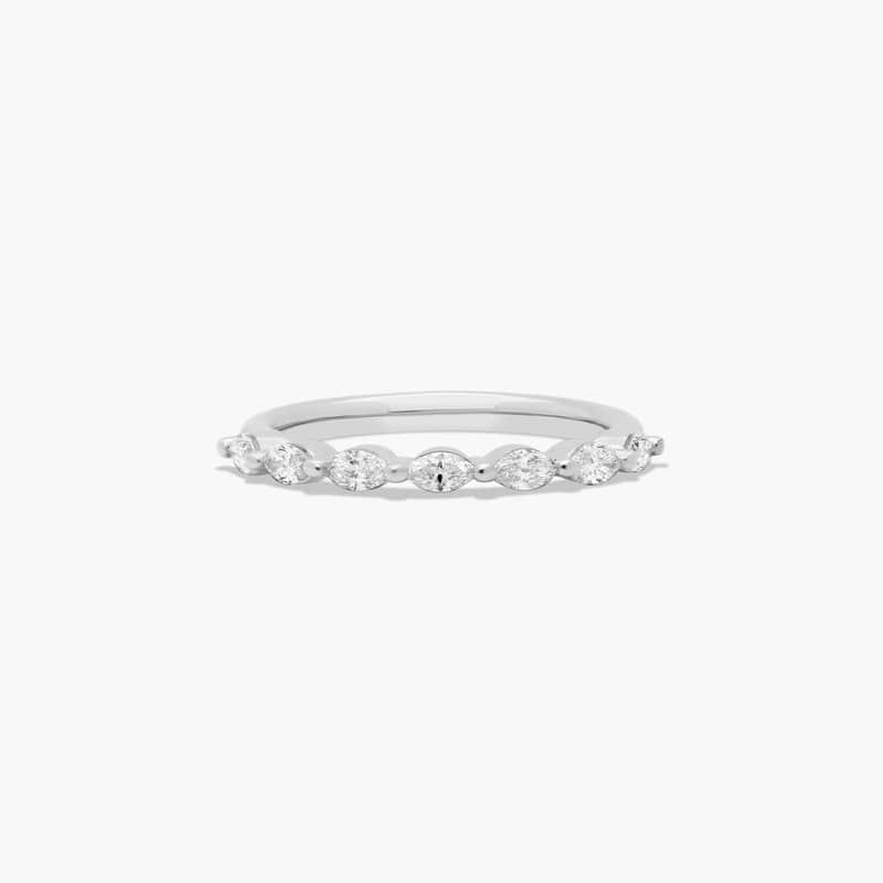 Shared Prong Wedding Ring With Marquise Cut Diamonds In Platinum (2.00mm)