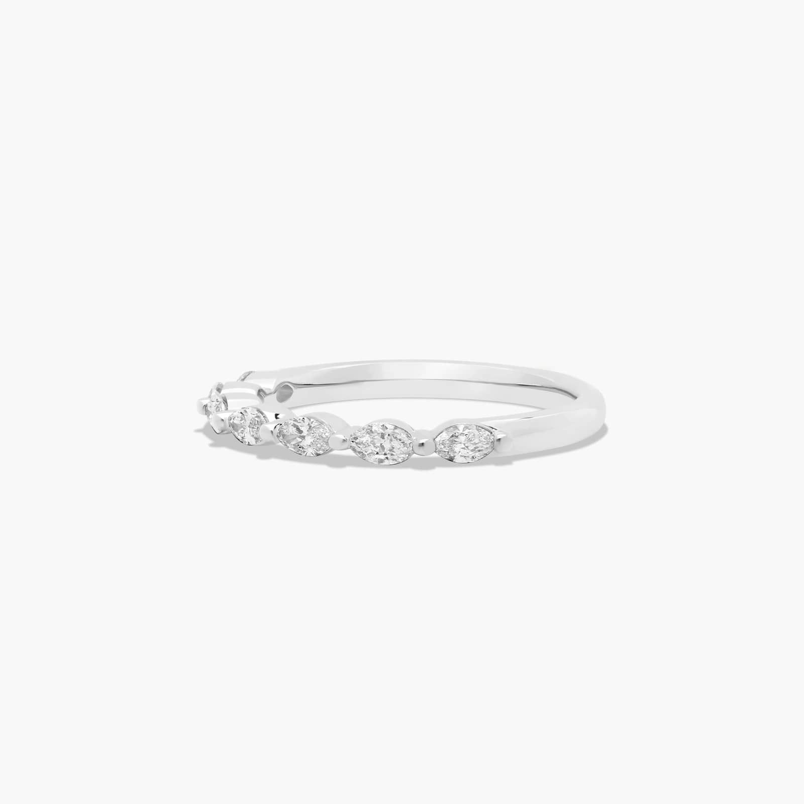 Shared Prong Wedding Ring With Marquise Cut Diamonds In 14K White Gold (2.00mm)