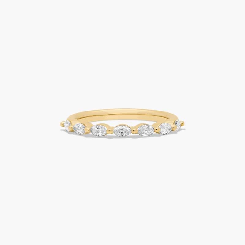 Shared Prong Wedding Ring With Marquise Cut Diamonds In 14K Yellow Gold (2.00mm)