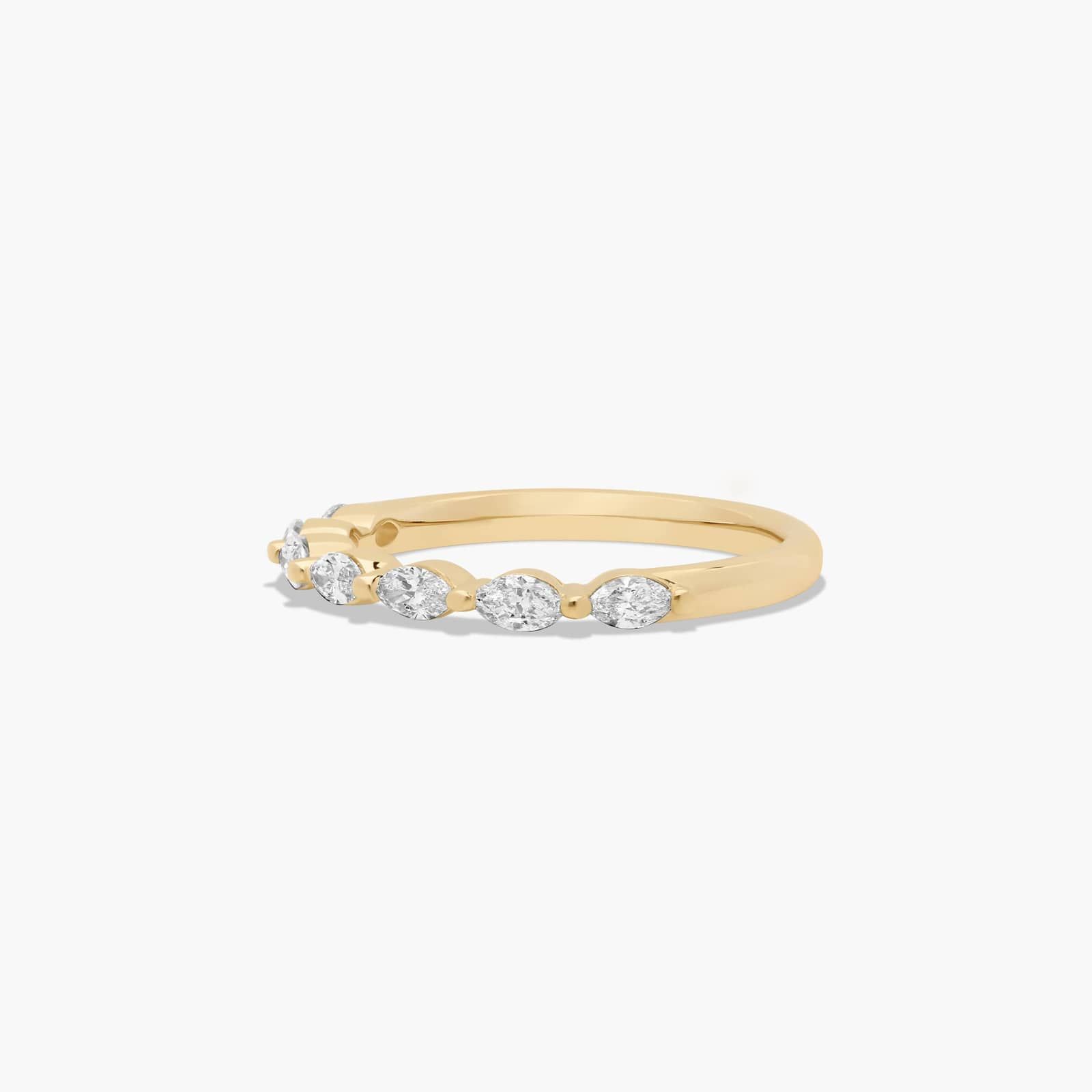 Shared Prong Wedding Ring With Marquise Cut Diamonds In 14K Yellow Gold (2.00mm)