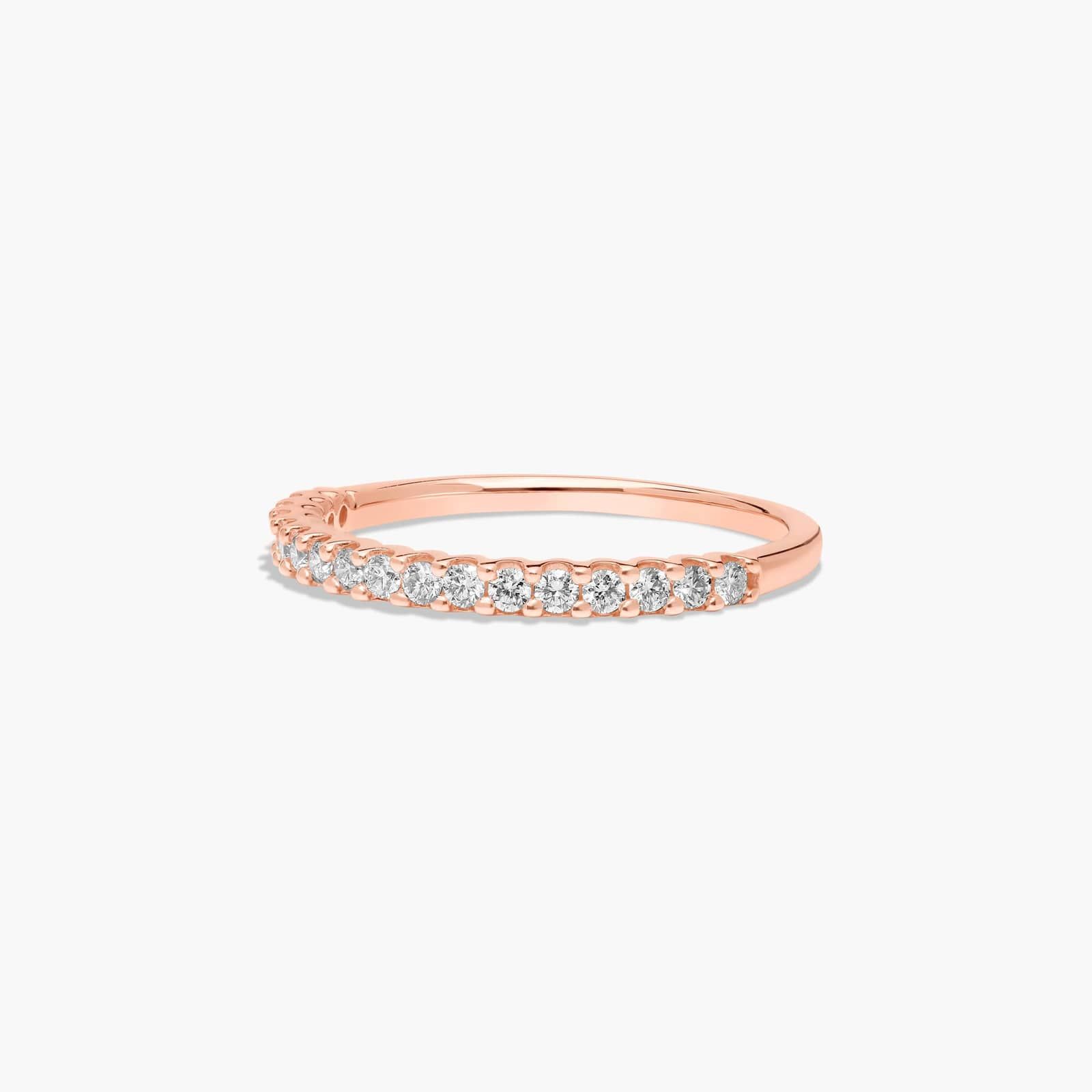 Shared Prong Thirteen Stone Contour Diamond Wedding Ring In 14K Rose Gold (2.00mm)