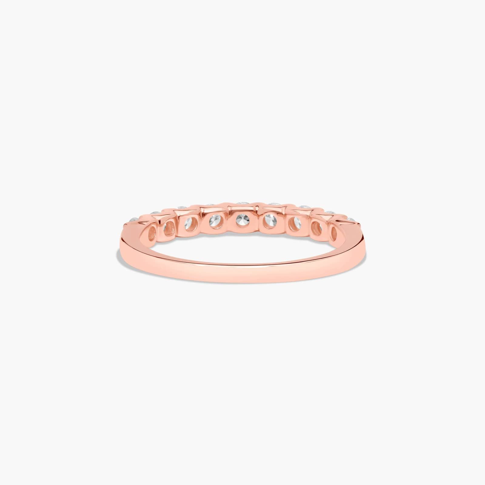 Shared Prong Nine Stone Contour Diamond Wedding Ring In 14K Rose Gold (2.50mm)