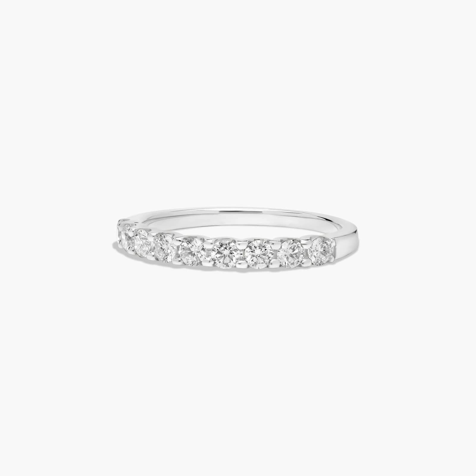 Shared Prong Nine Stone Contour Diamond Wedding Ring In 18K White Gold (2.50mm)