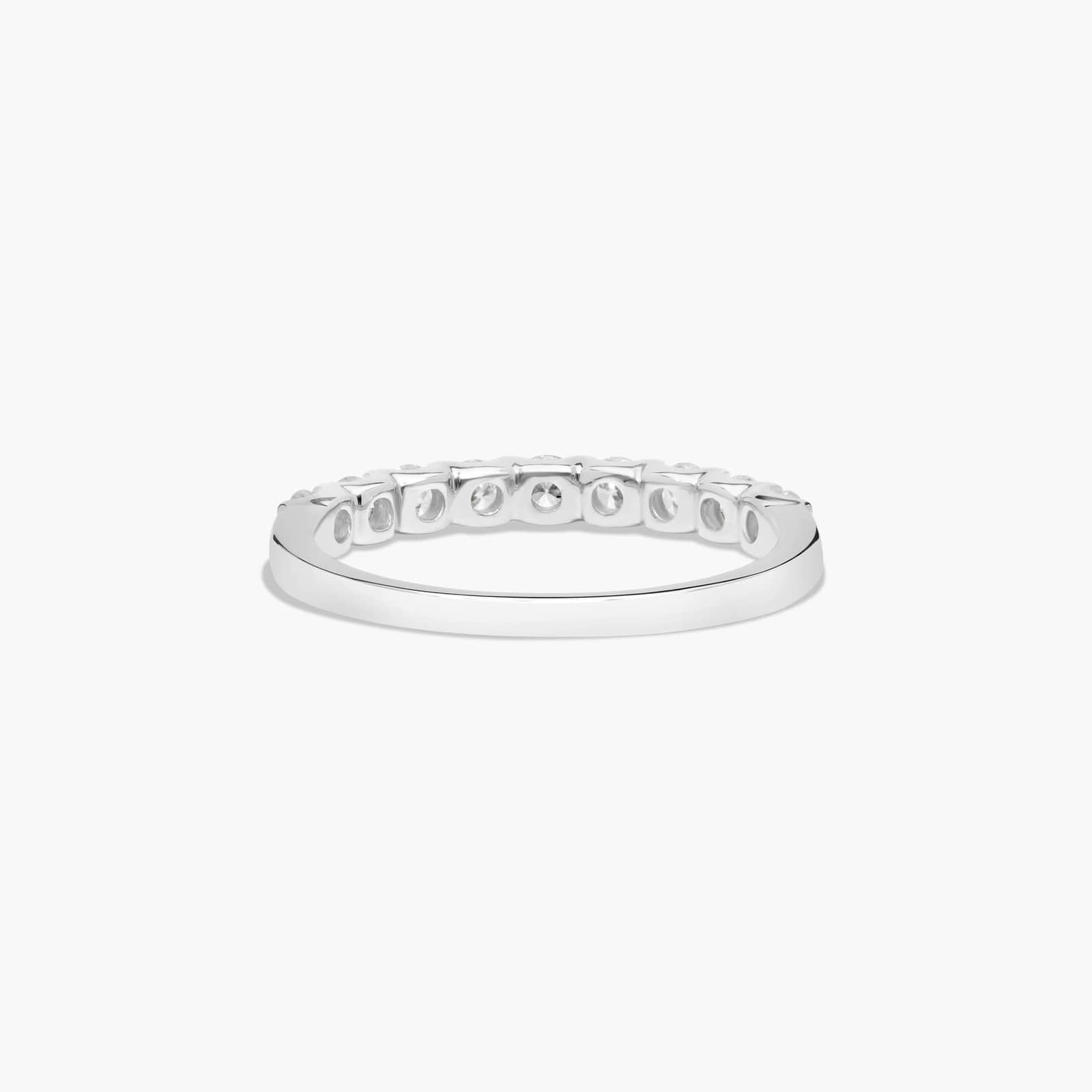 Shared Prong Nine Stone Contour Diamond Wedding Ring In 18K White Gold (2.50mm)