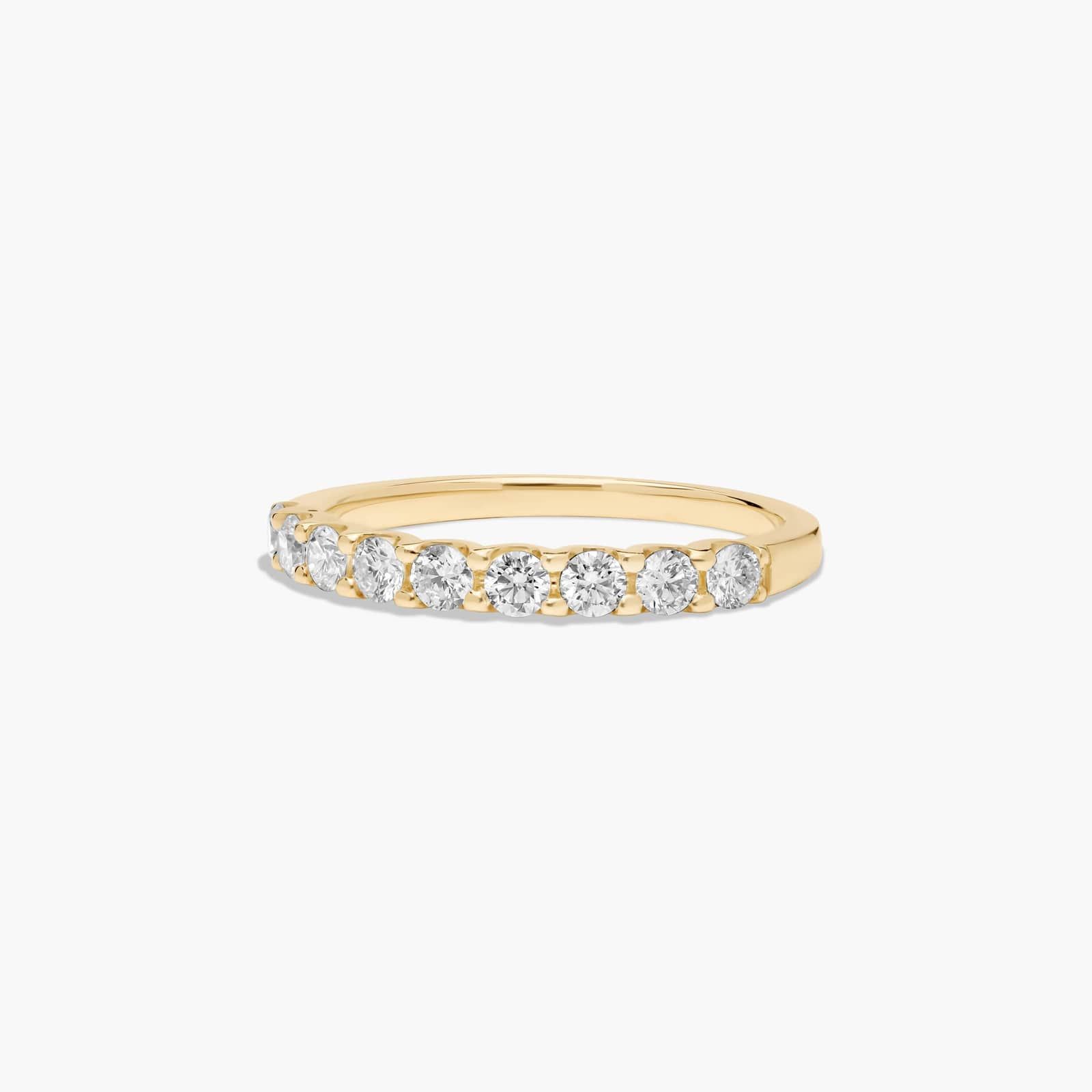Shared Prong Nine Stone Contour Diamond Wedding Ring In 18K Yellow Gold (2.50mm)