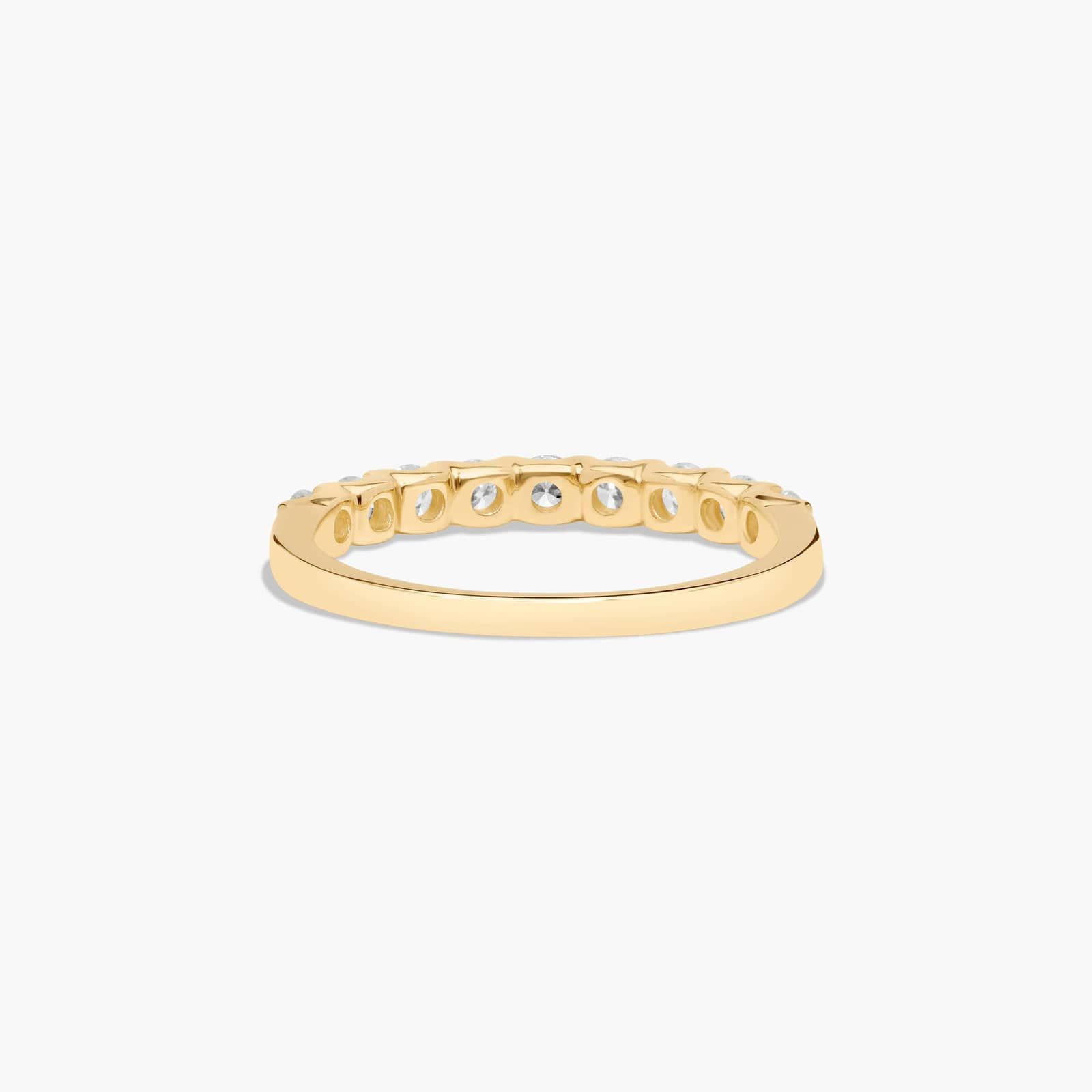 Shared Prong Nine Stone Contour Diamond Wedding Ring In 18K Yellow Gold (2.50mm)