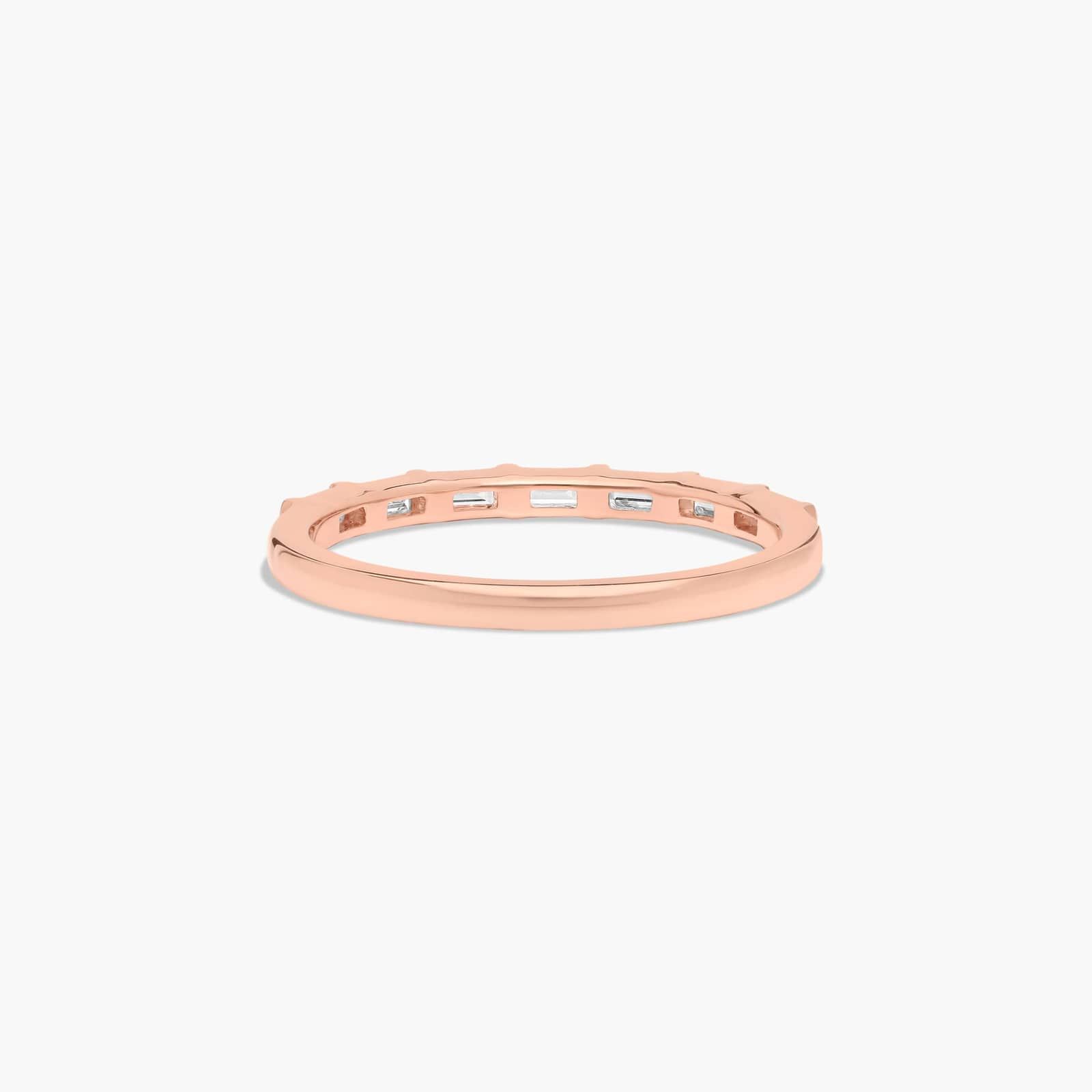 Straight Row Diamond Wedding Ring In 14K Rose Gold (2.00mm)