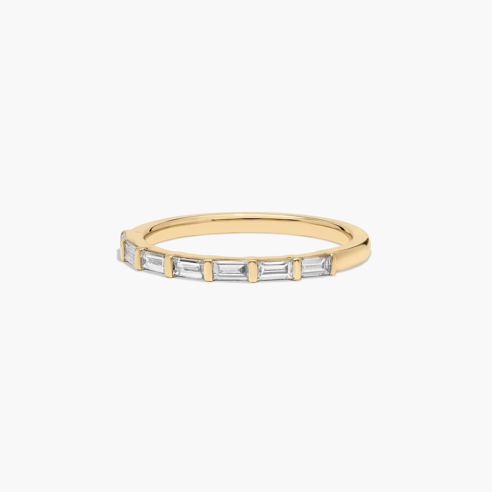 Straight Row Diamond Wedding Ring In 14K Yellow Gold (2.00mm)