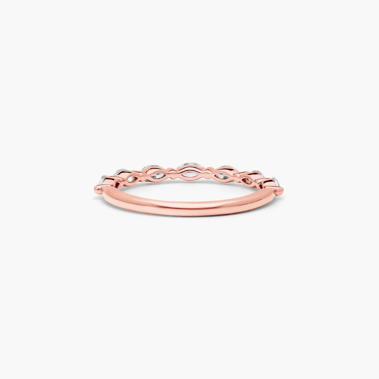 Row Wedding Ring With Marquise Cut Diamonds In 14K Rose Gold (1.70mm)