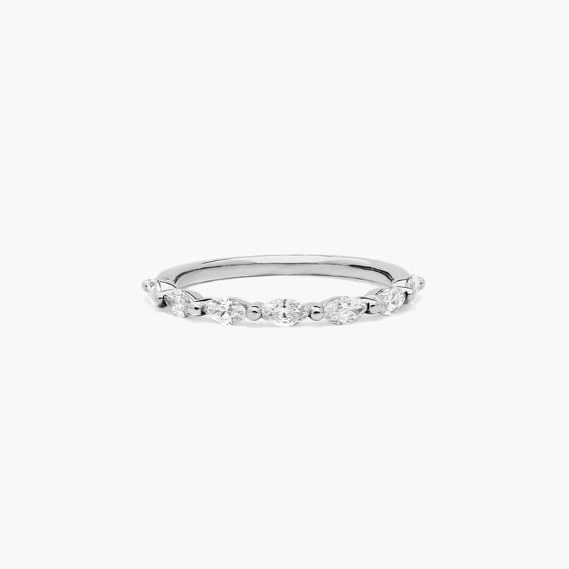 Row Wedding Ring With Marquise Cut Diamonds In 14K White Gold (1.70mm)
