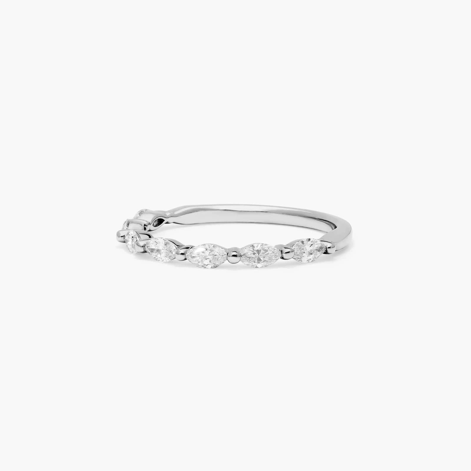 Row Wedding Ring With Marquise Cut Diamonds In 14K White Gold (1.70mm)
