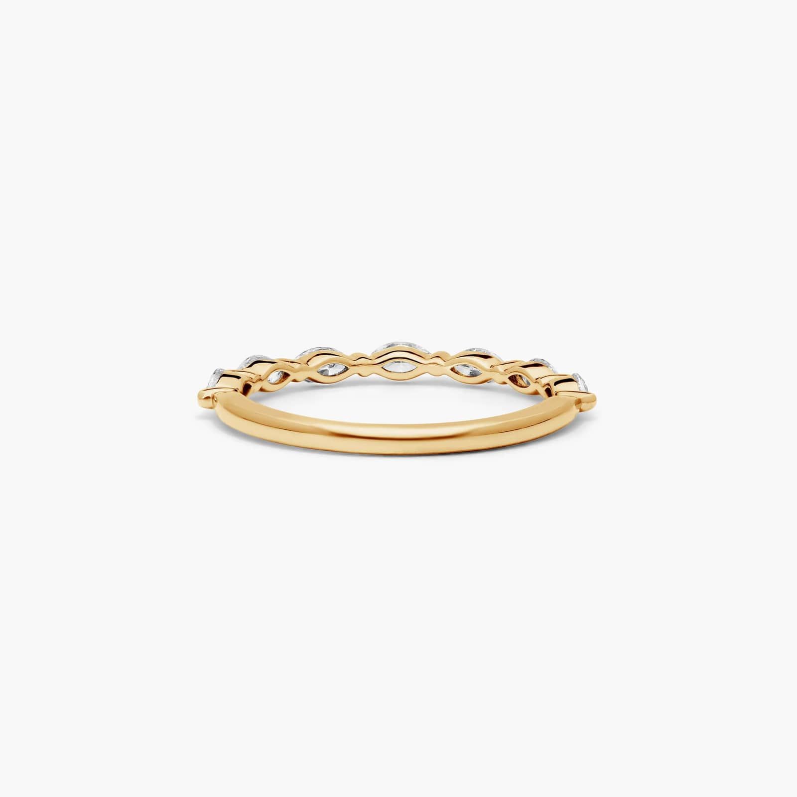Row Wedding Ring With Marquise Cut Diamonds In 14K Yellow Gold (1.70mm)