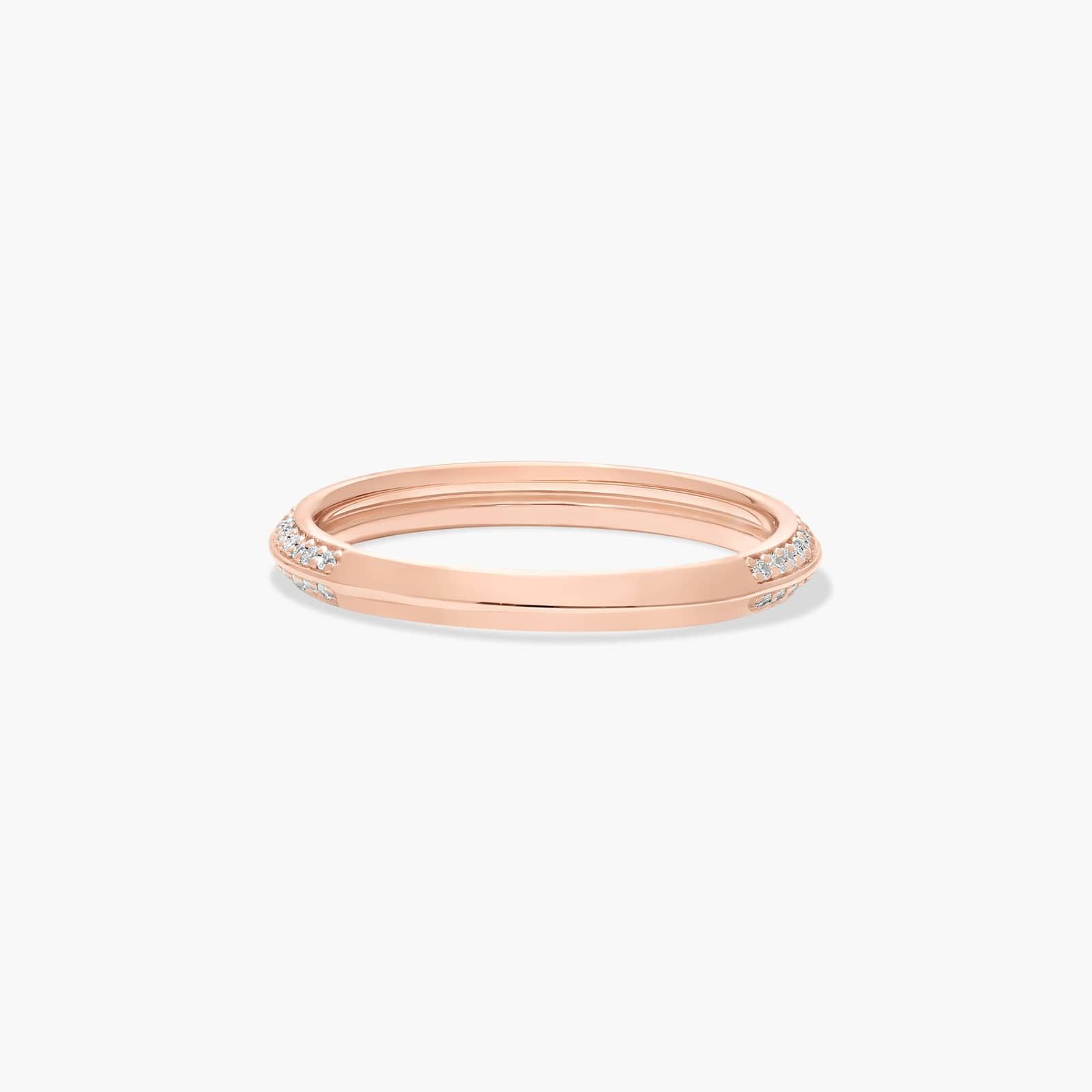 Pavé Knife Edge Diamond Wedding Ring In 14K Rose Gold (2.50mm)